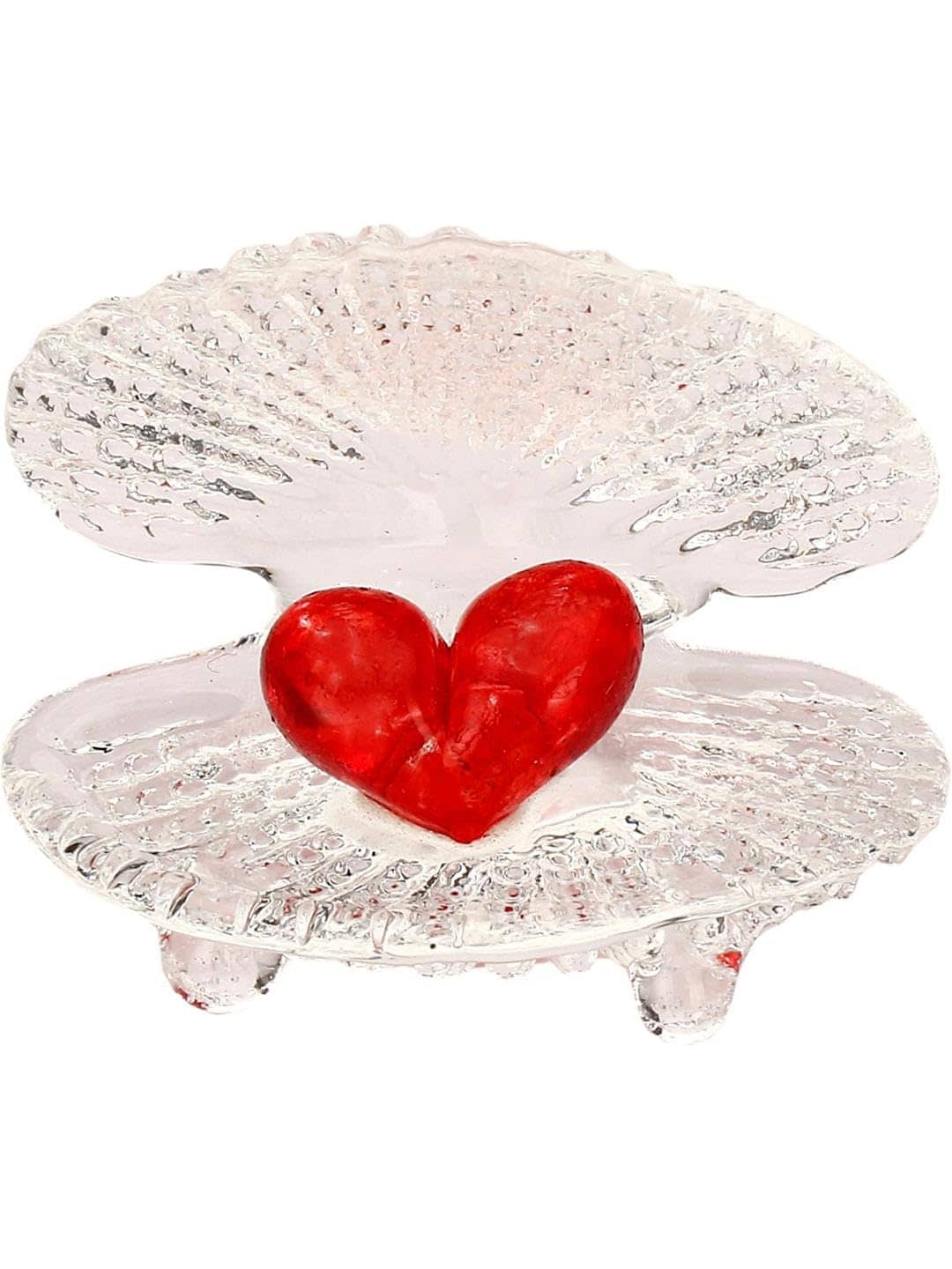 1st Time Handcrafted Red & Clear Crystal Heart Couple Showpiece – Romantic Valentine Gift & Table Décor, Size -4 X 3 X 3.5 Cm, Pack of 1