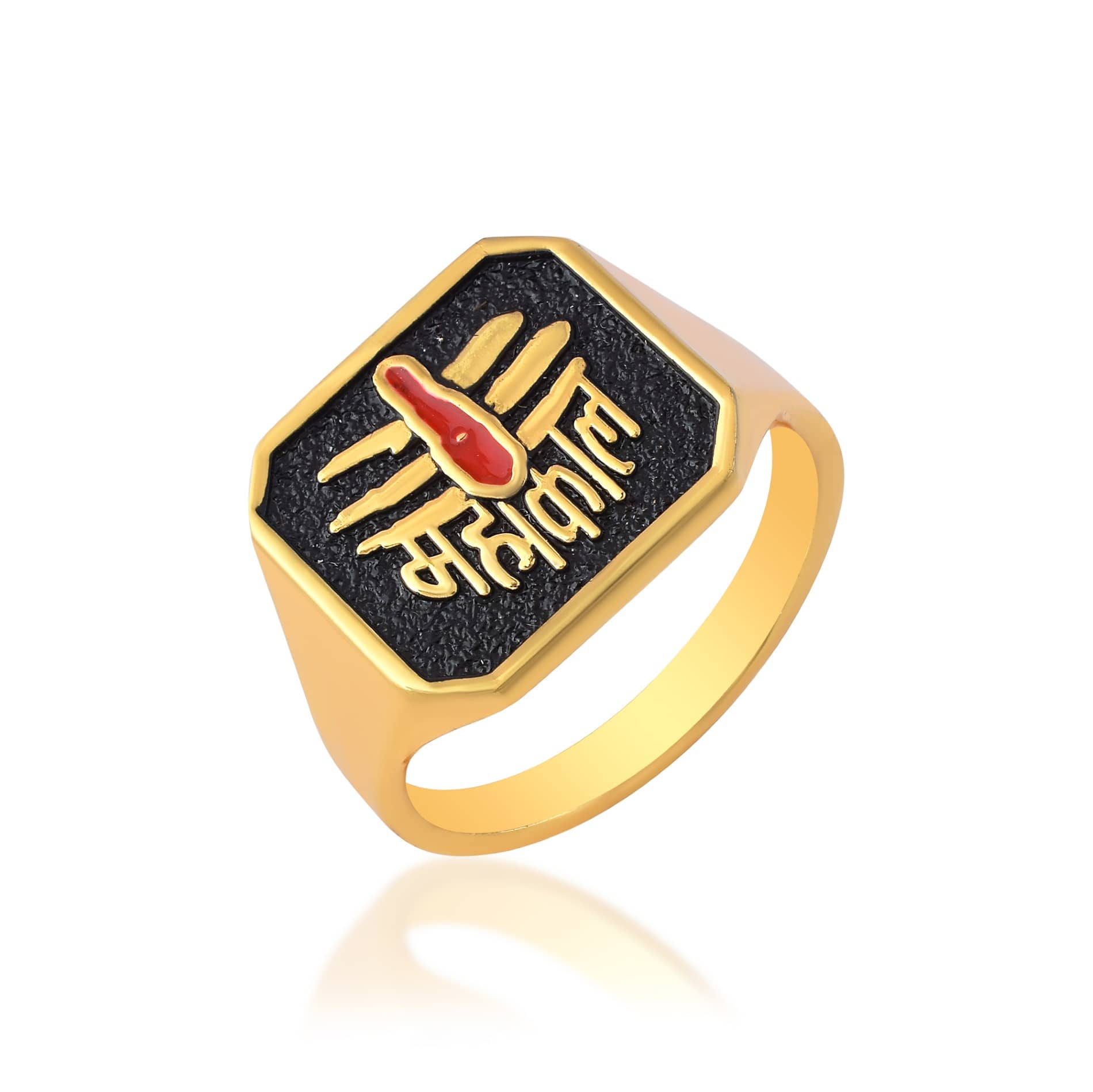 Gold-Plated Mahakal Ring for Men – Religious Shiv Shakti Mahadev Signet Ring