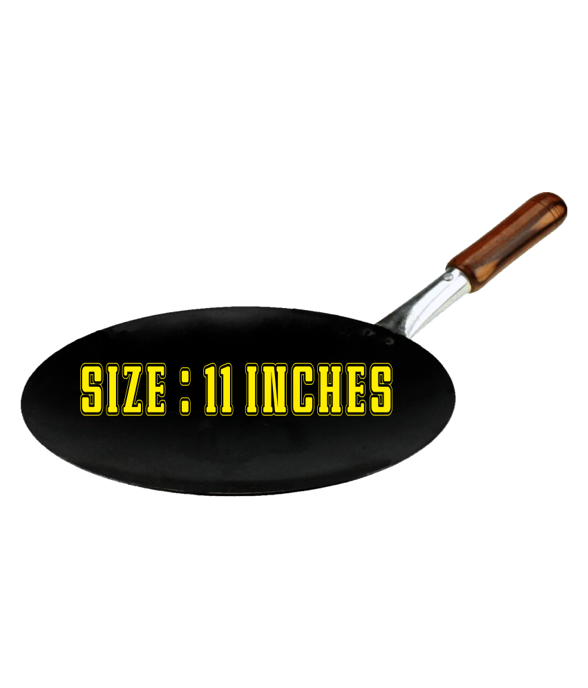 Ms Pure Iron/Loha Black Roti Tawa With Ms Pipe Handle No-11 (Dia-11 Inches,) - Cookware | Buy online on ZillyBuy