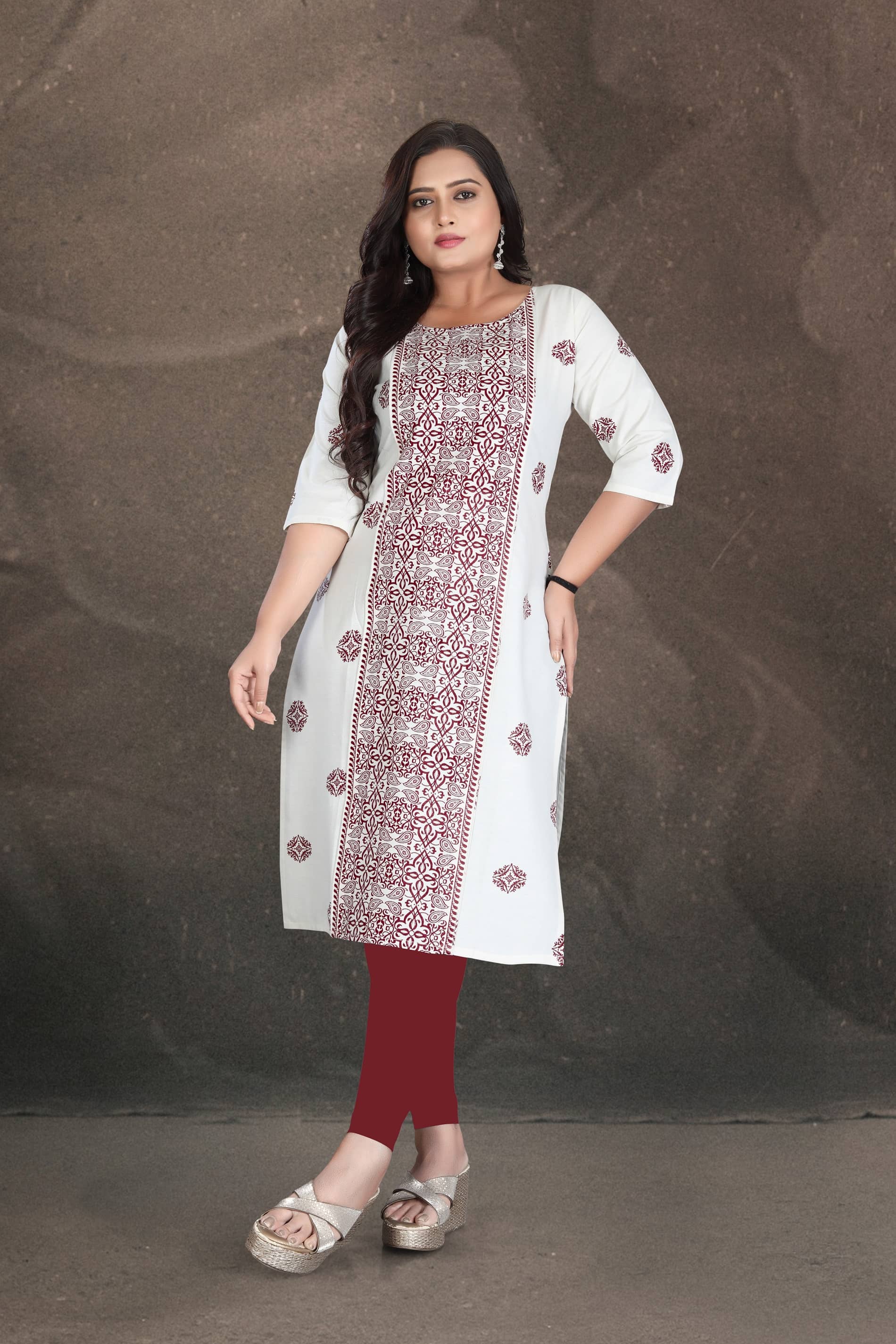 Hetsa Women Cotton Printed A-line Kurti ( White ) - Kurtis, Tunics | Buy online on ZillyBuy
