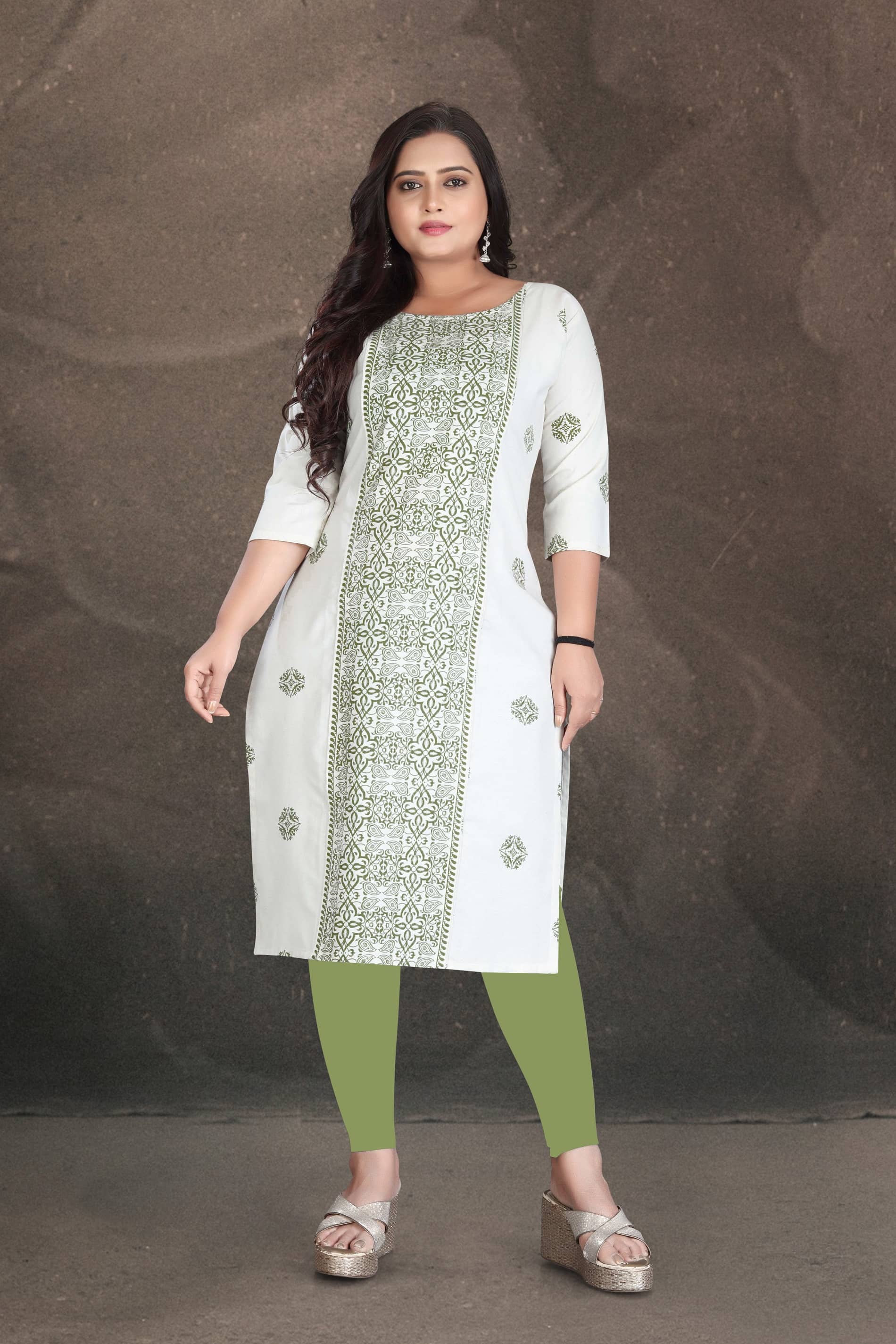 Hetsa Women Cotton Printed A-line Kurti ( White ) - Kurtis, Tunics | Buy online on ZillyBuy