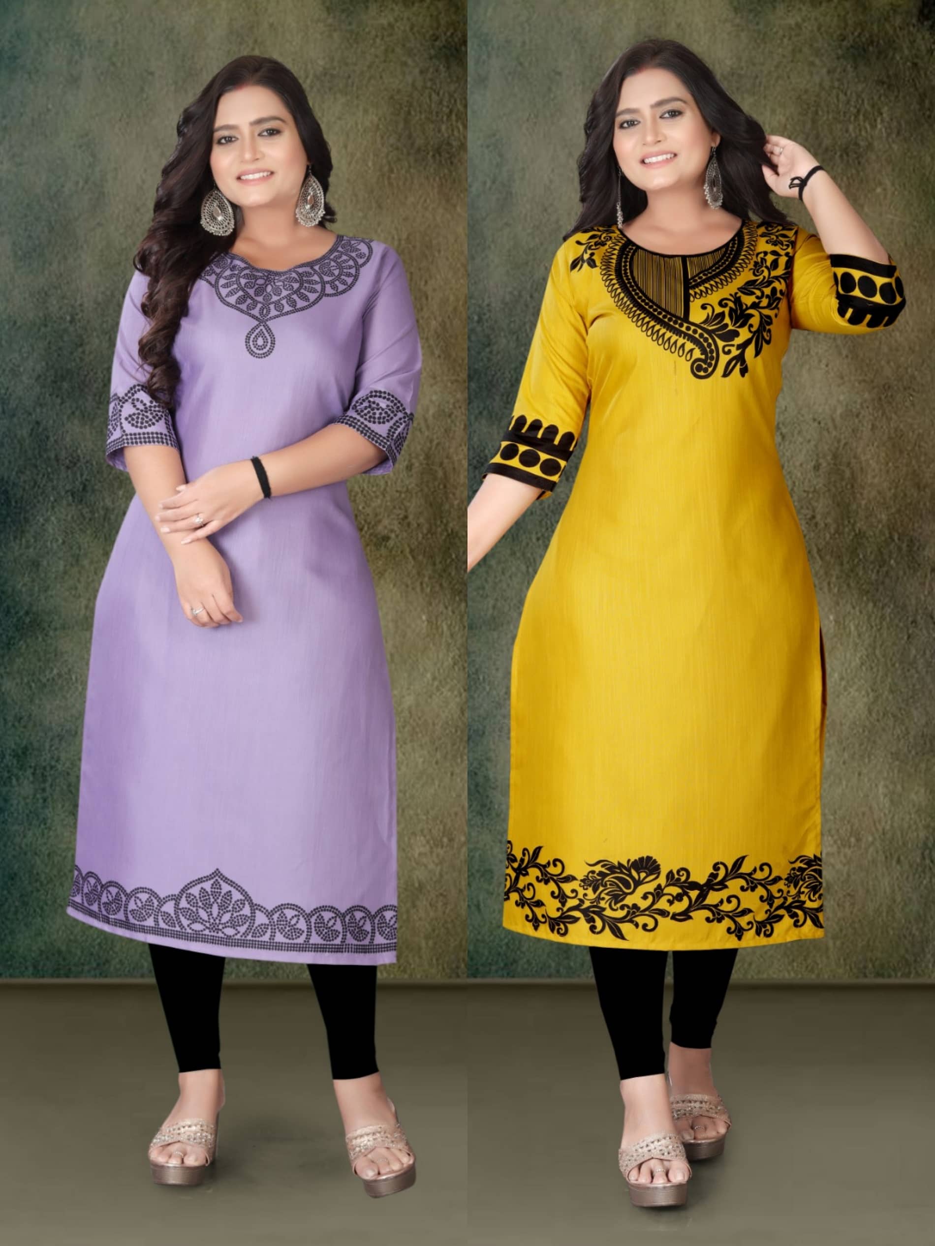 Hetsa Women Rayon Printed A-line Kurti ( Multicolor ) - Kurtis, Tunics | Buy online on ZillyBuy