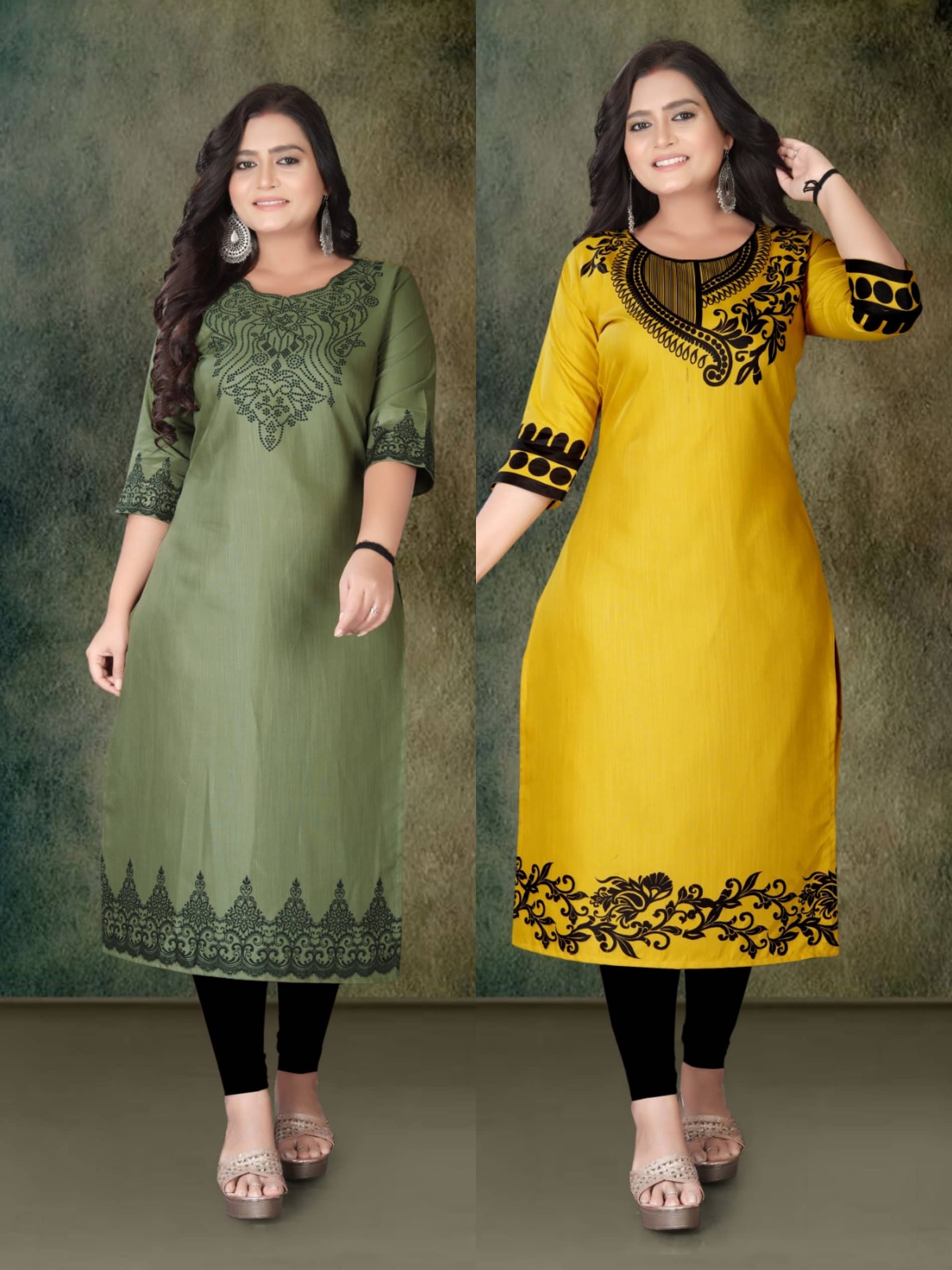 Hetsa Women Rayon Printed A-line Kurti ( Multicolor ) - Kurtis, Tunics | Buy online on ZillyBuy