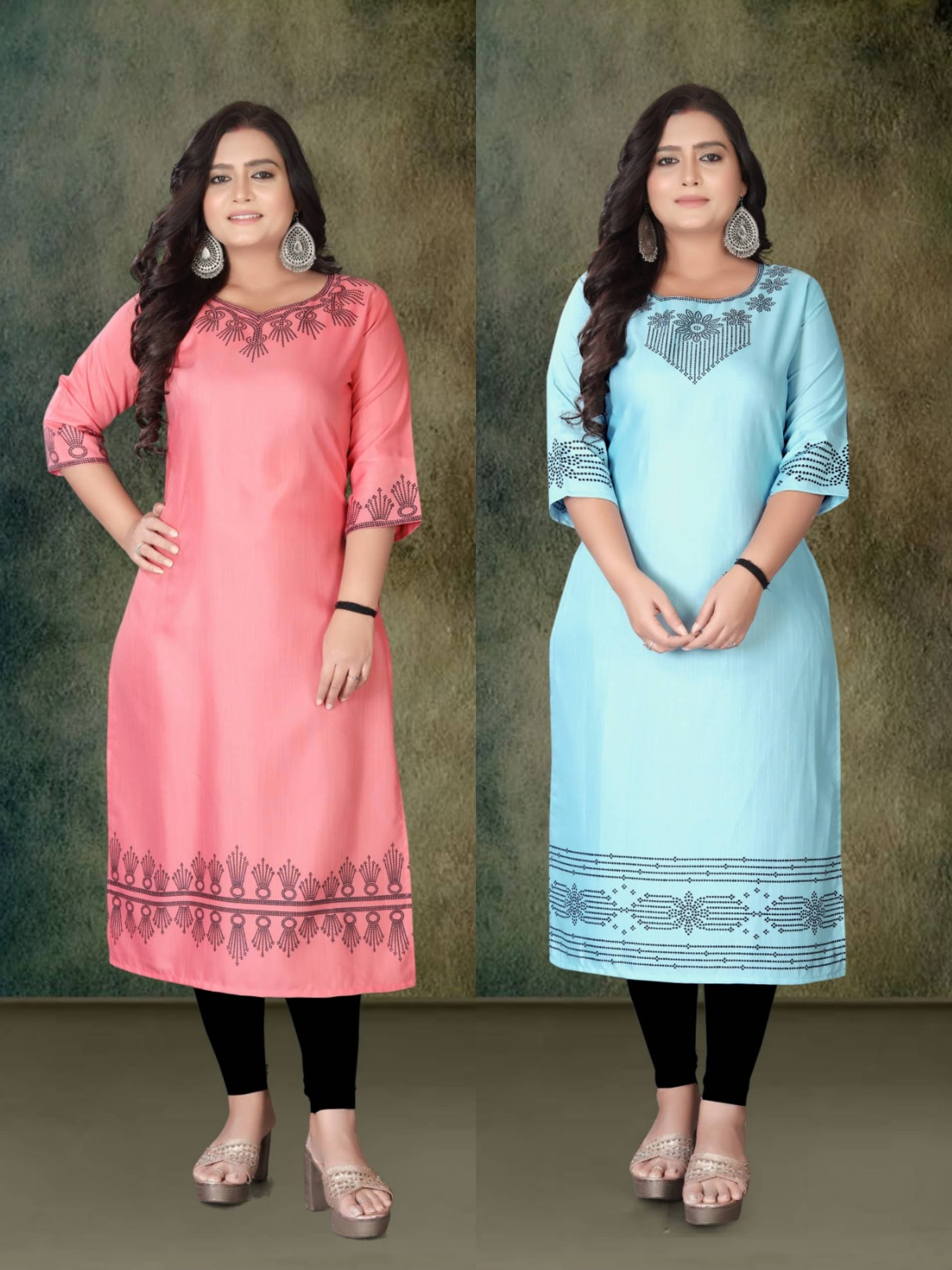 Hetsa Women Rayon Printed A-line Kurti ( Multicolor ) - Kurtis, Tunics | Buy online on ZillyBuy