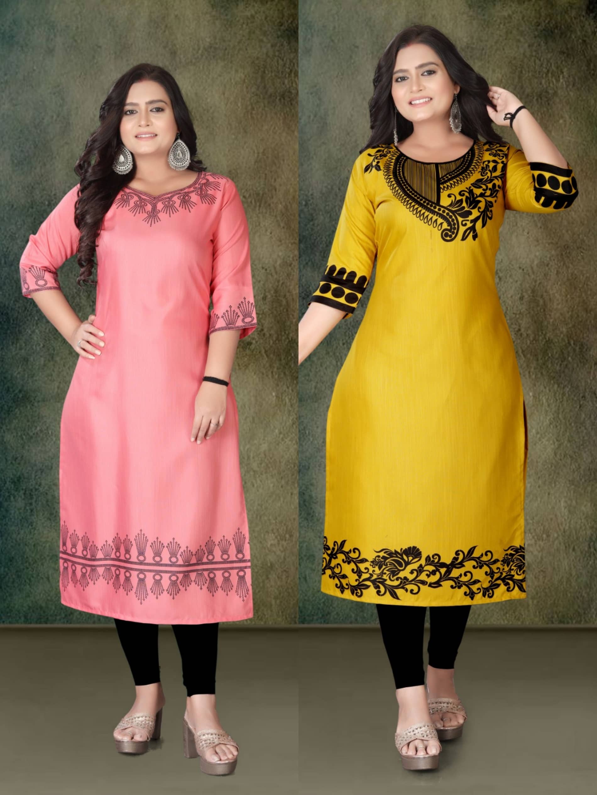 Hetsa Women Rayon Printed A-line Kurti ( Multicolor ) - Kurtis, Tunics | Buy online on ZillyBuy