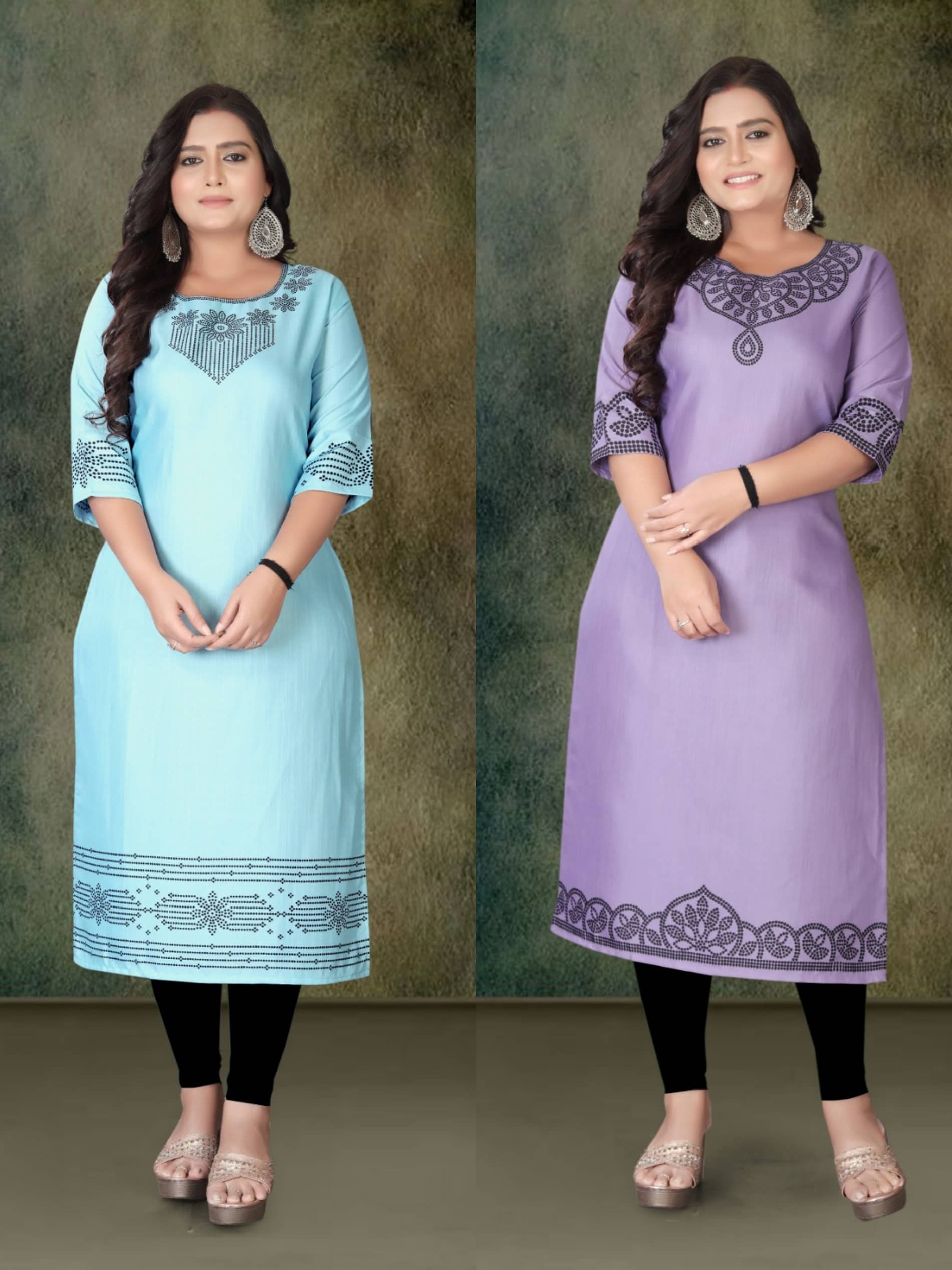 Hetsa Women Rayon Printed A-line Kurti ( Multicolor ) - Kurtis, Tunics | Buy online on ZillyBuy