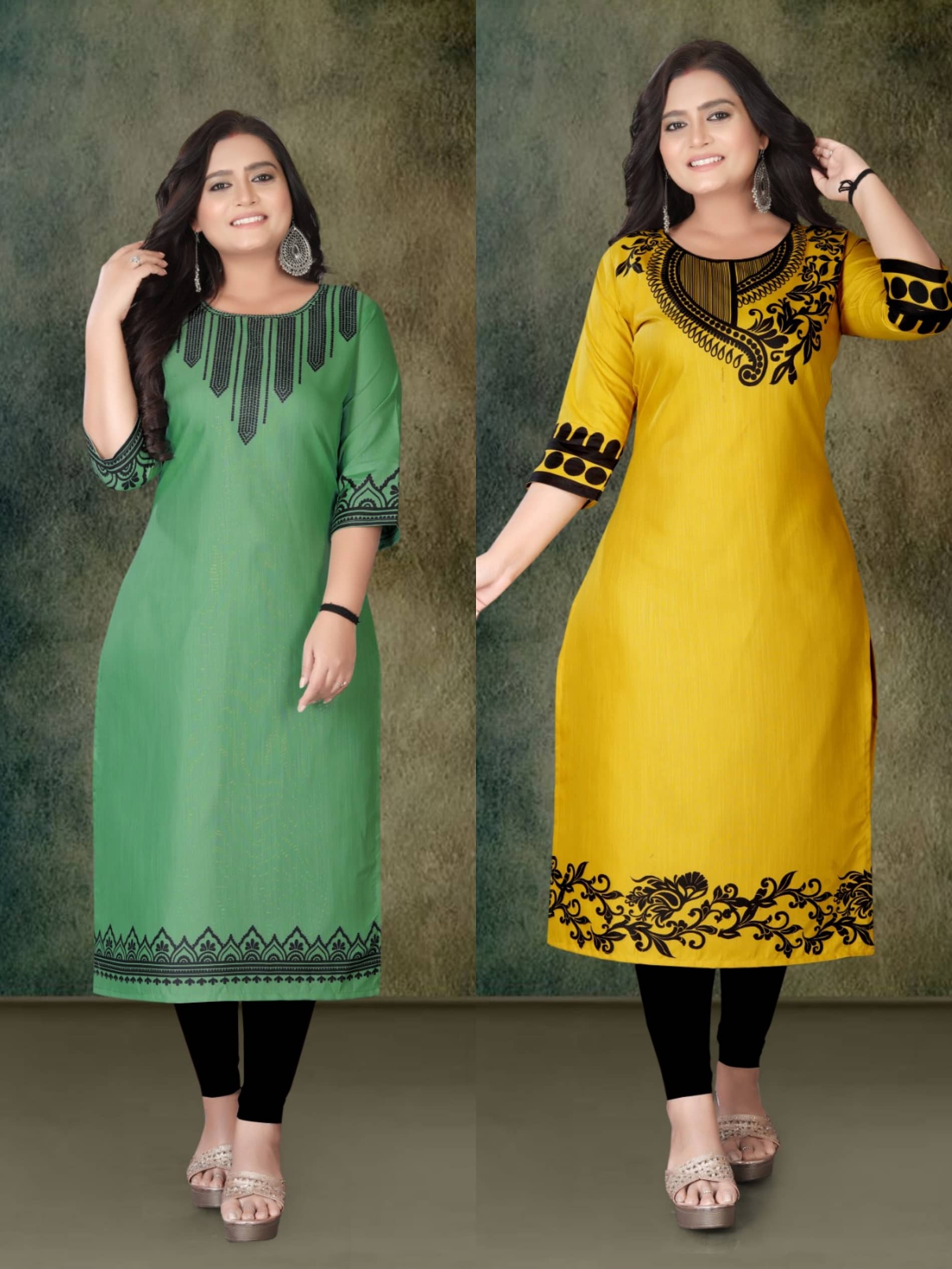 Hetsa Women Rayon Printed A-line Kurti ( Multicolor ) - Kurtis, Tunics | Buy online on ZillyBuy