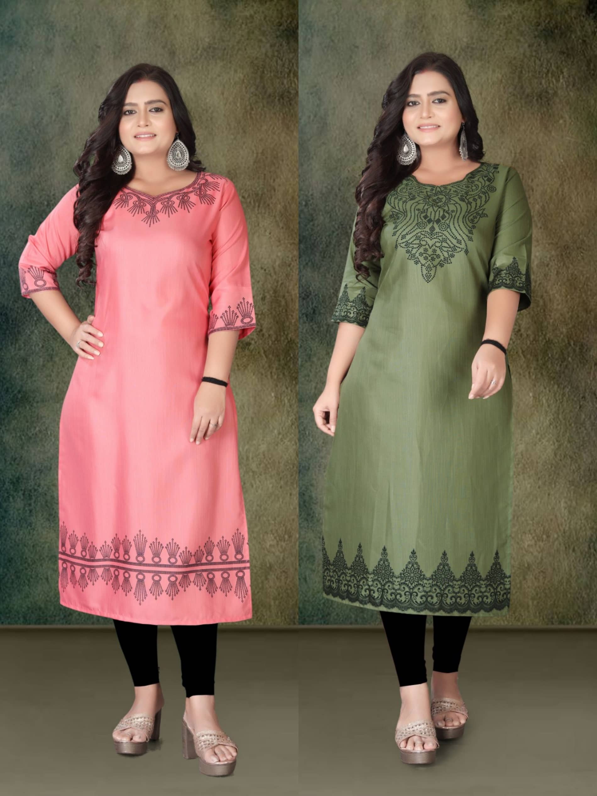 Hetsa Women Rayon Printed A-line Kurti ( Multicolor ) - Kurtis, Tunics | Buy online on ZillyBuy