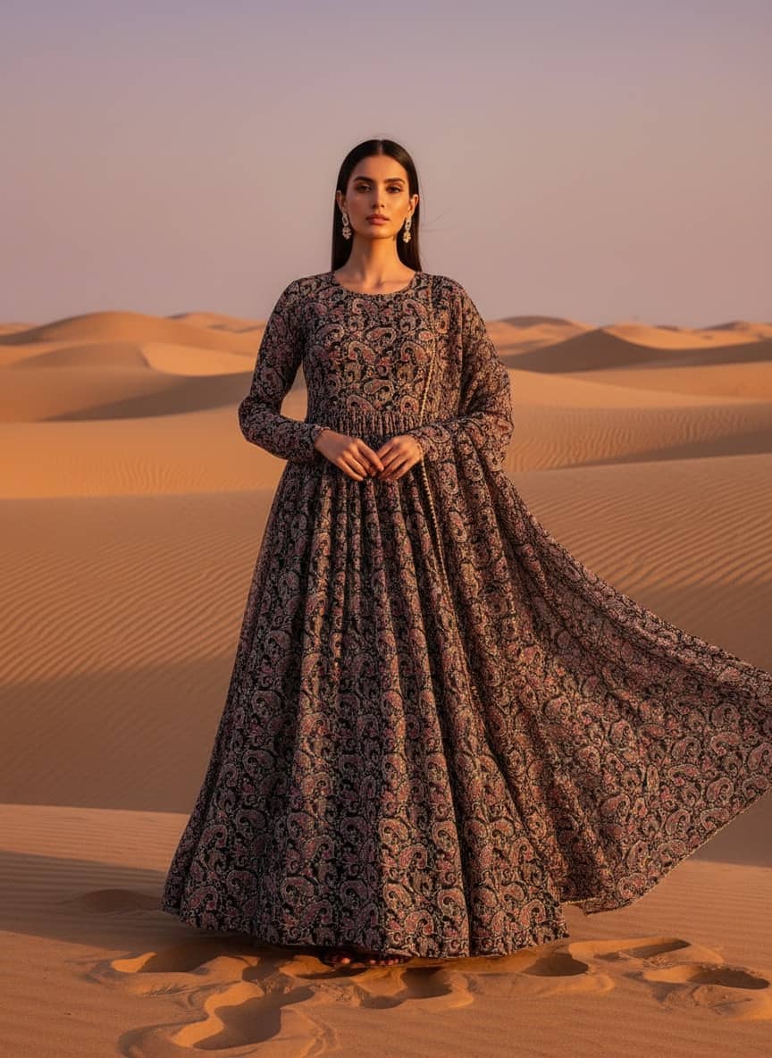 RAIYANI FASHION Women Crepe Printed Anarkali Kurti with Dupatta ( Black ) - Kurtis, Tunics | Buy online on ZillyBuy