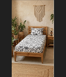 Bromwick Black Cotton 1 Single Bedsheet with 1 Pillow Cover ( 228 cm x 152 cm )