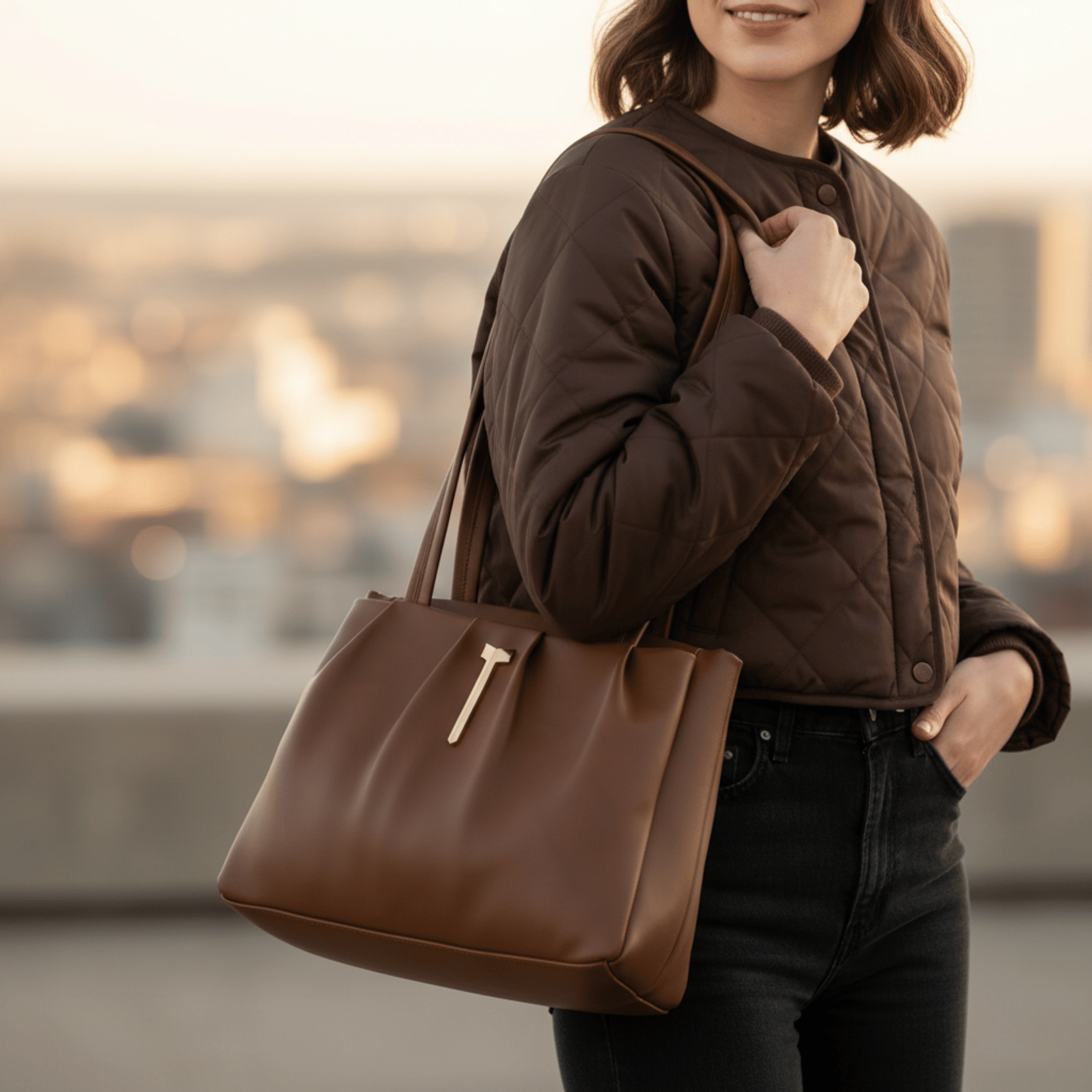 LAAZ Handheld Bag PU Set of 1 ( Tan ) - Handbags | Buy online on ZillyBuy