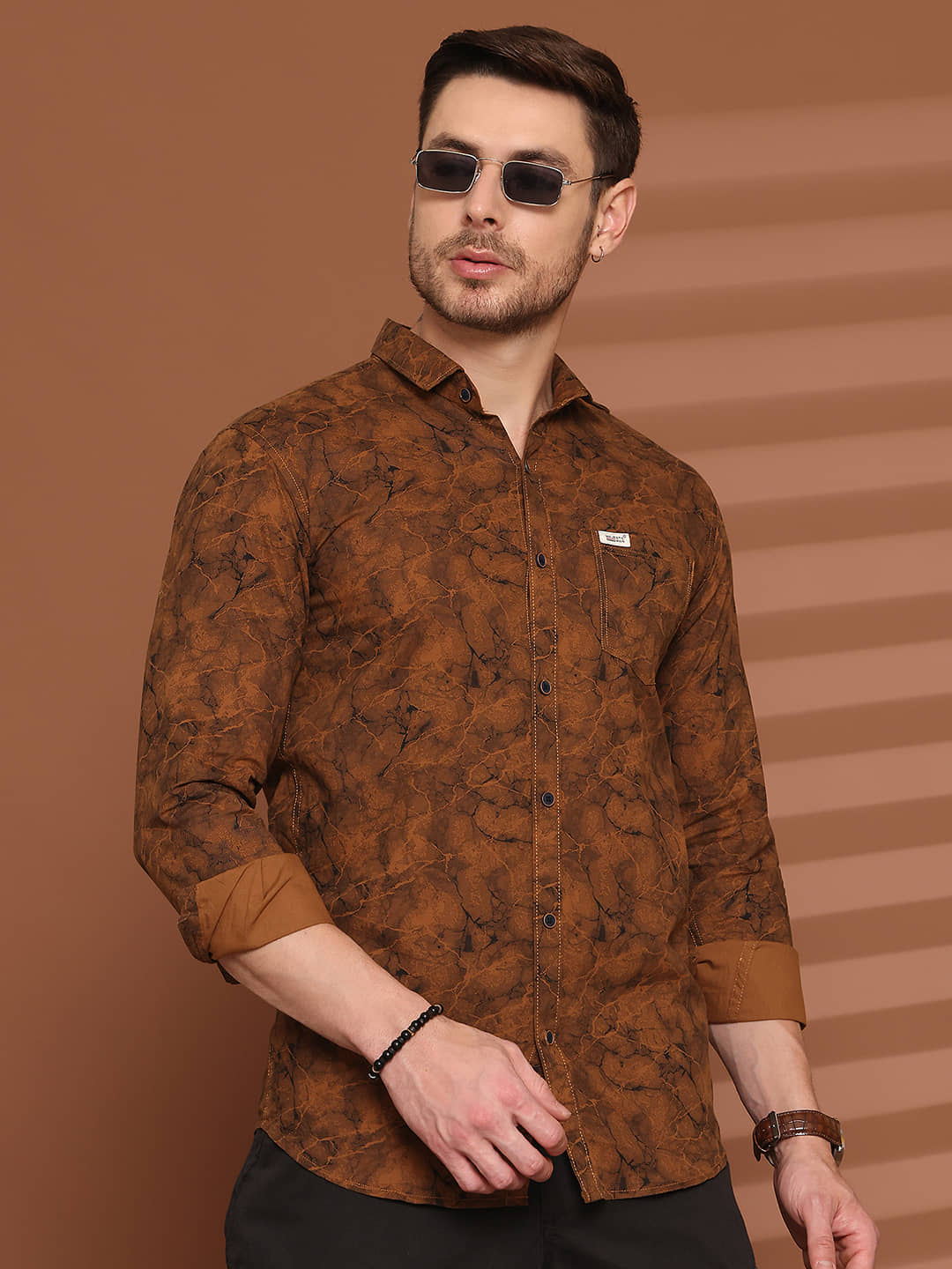MAJESTIC MAN 100% Cotton Slim Fit Printed Full Sleeves Men's Casual Shirt - Grey ( Pack of 1 )