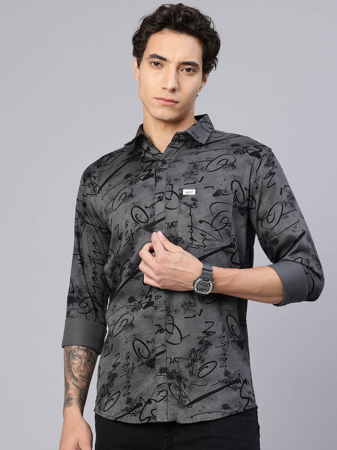MAJESTIC MAN 100% Cotton Slim Fit Printed Full Sleeves Men's Casual Shirt - Cream ( Pack of 1 )