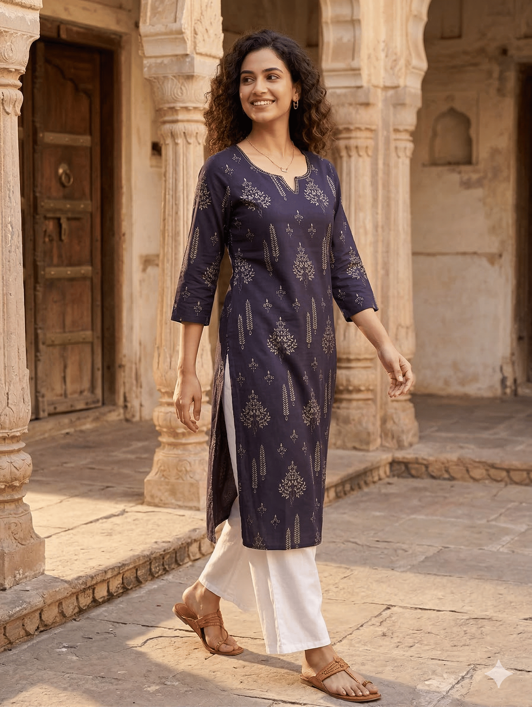 Rajnandini Women Cotton Printed Straight Kurti ( Purple ) - Kurtis, Tunics | Buy online on ZillyBuy