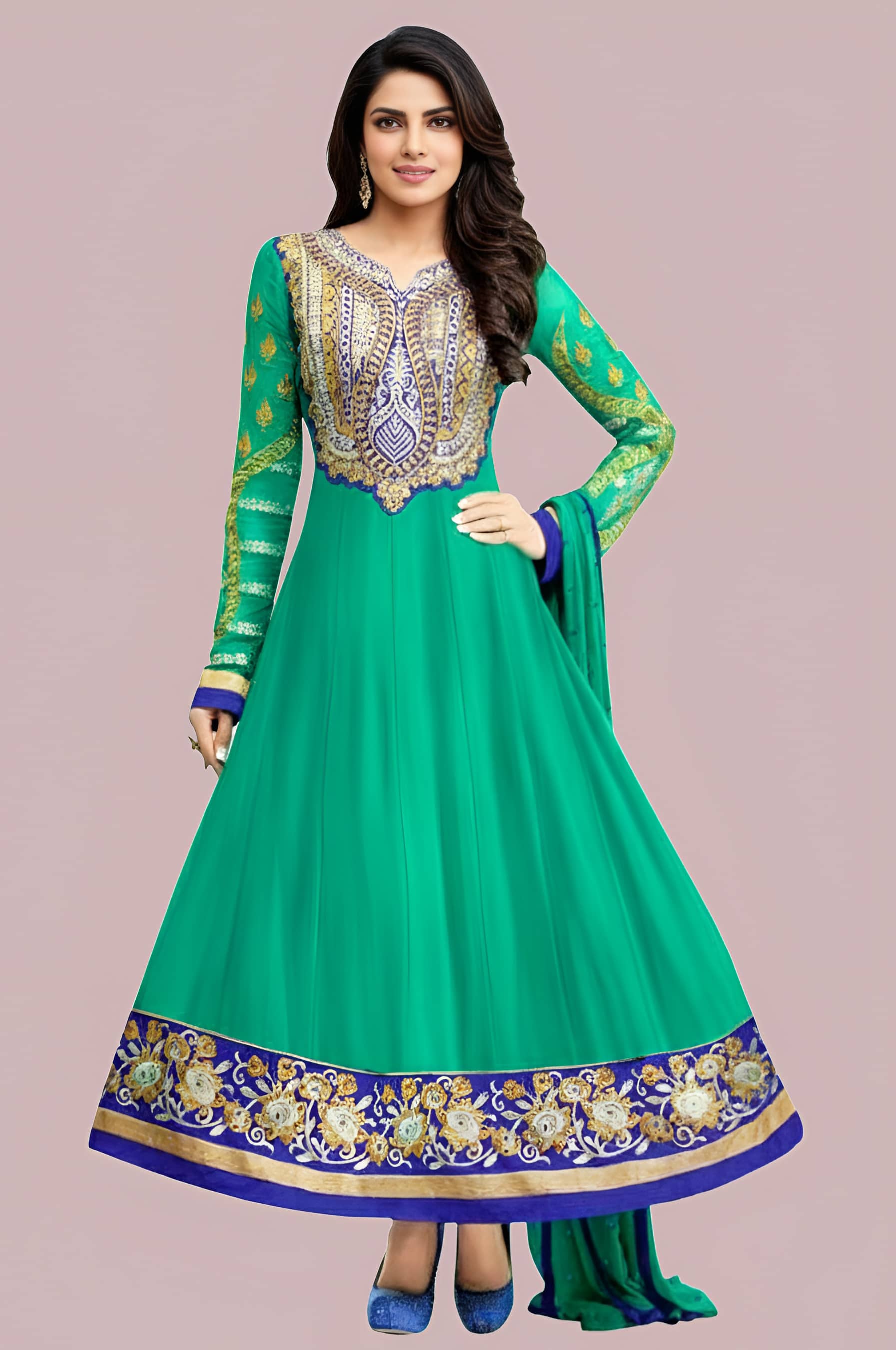 Reya Women's Georgette Semi Stitched Salwar Suit - Unstitched Fabrics | Buy online on ZillyBuy