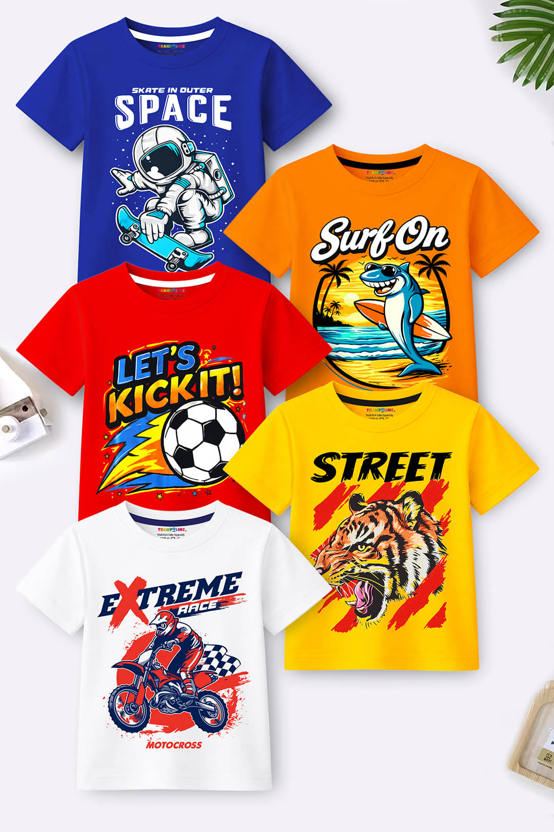 Trampoline Pack of 5 Boys Cotton Blend T-Shirt ( Multicolor )