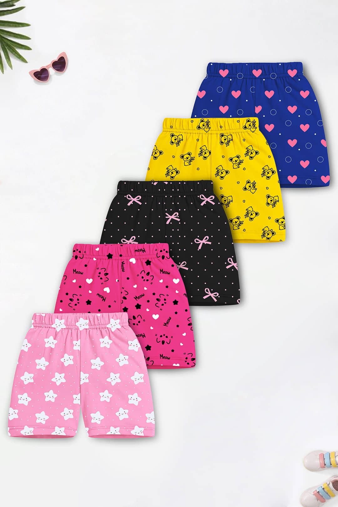 Trampoline Pack of 5 Girls Cotton Blend Shorts ( Multicolor ) - Shorts | Buy online on ZillyBuy