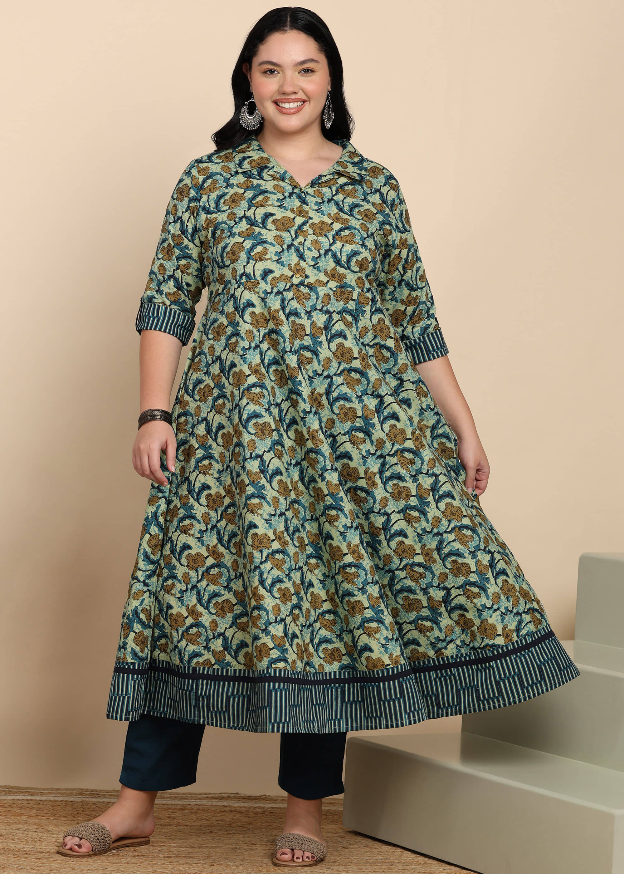 Yash Gallery Women 100% Cotton Printed Anarkali Kurti ( Multicolor ) - Kurtis, Tunics | Buy online on ZillyBuy