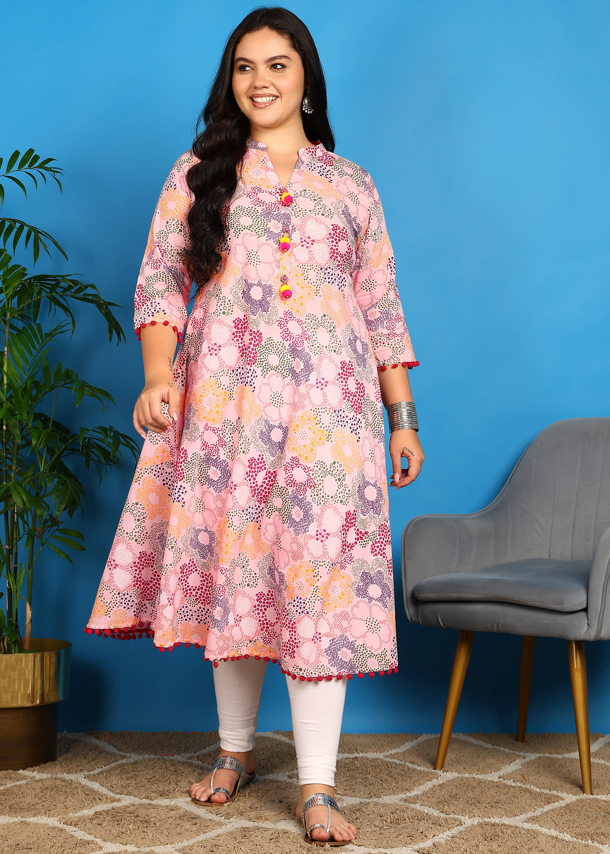 Yash Gallery Women Cotton Printed A-line Kurti ( Pink ) - Kurtis, Tunics | Buy online on ZillyBuy