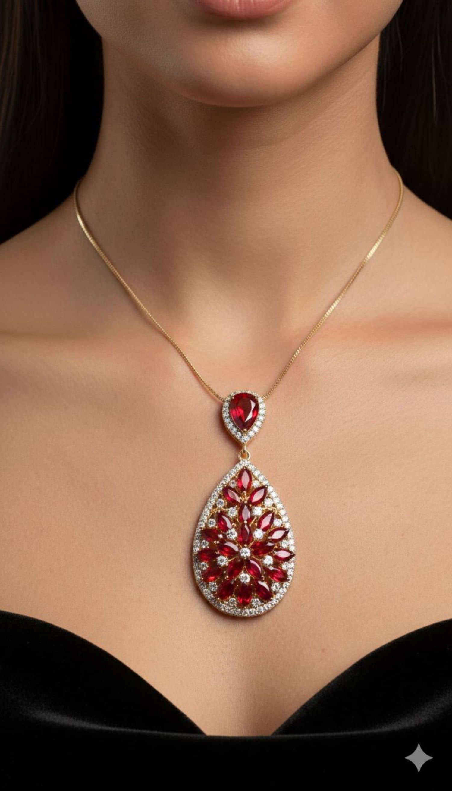 Abrexo Red Crystal Necklace ( Pack of 1 )