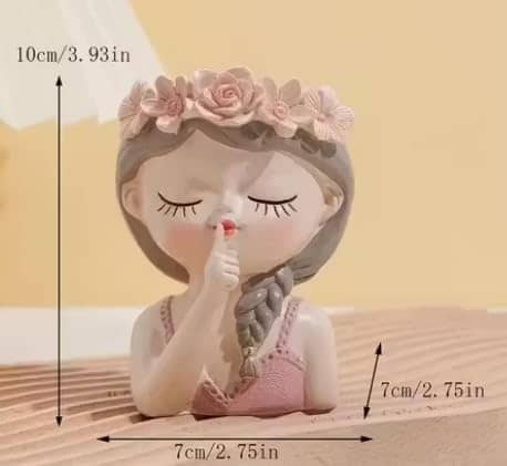 Cute Beautiful Combo Flower Girls Succulent Planter Pots Container | Garden Decor Set for Home Office Desktop Gift Decoration (Quiet Girl)