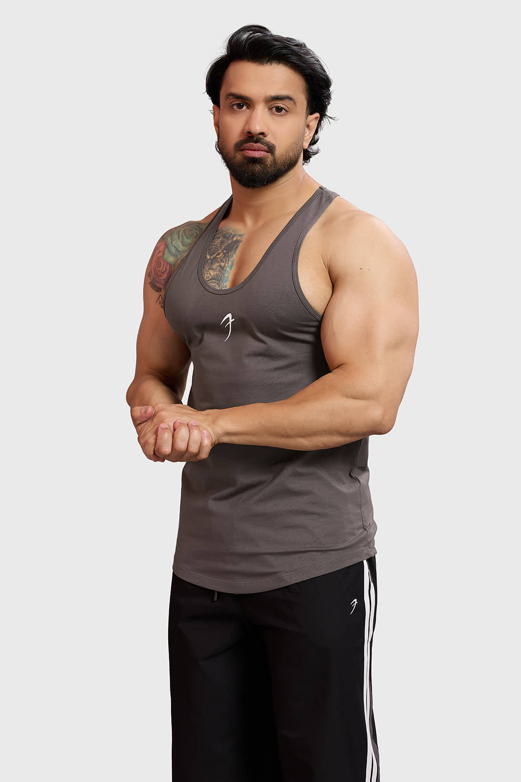 Fuaark Grey Cotton Regular Fit Men's Tanks ( Pack of 1 )