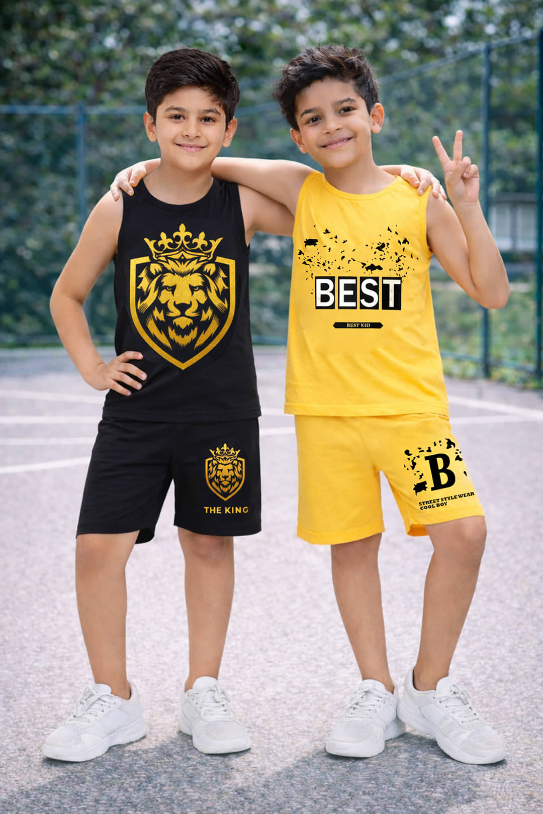 Trampoline Pack of 2 Boys Cotton Blend T-Shirt & Shorts Set ( Multi )