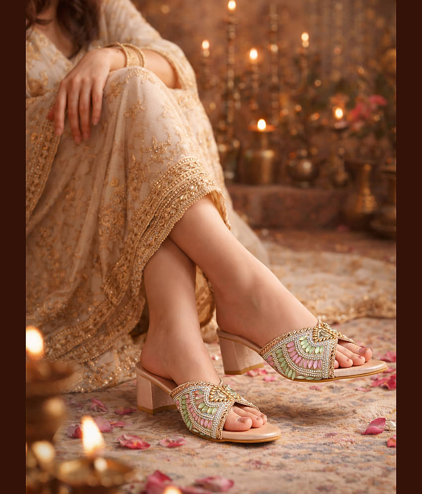 Stylestry Rose Gold Women's Slip On Heels - Heels | Buy online on ZillyBuy