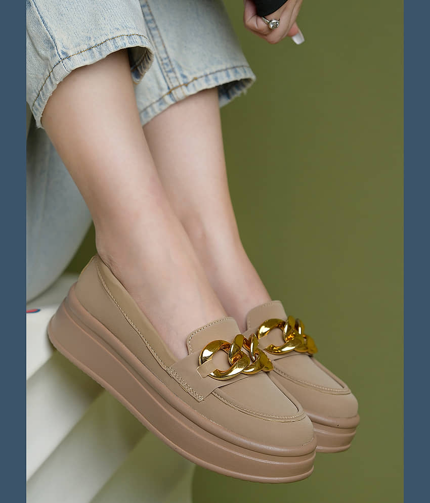 Stylestry Beige Women's Loafers - Casual Shoes | Buy online on ZillyBuy