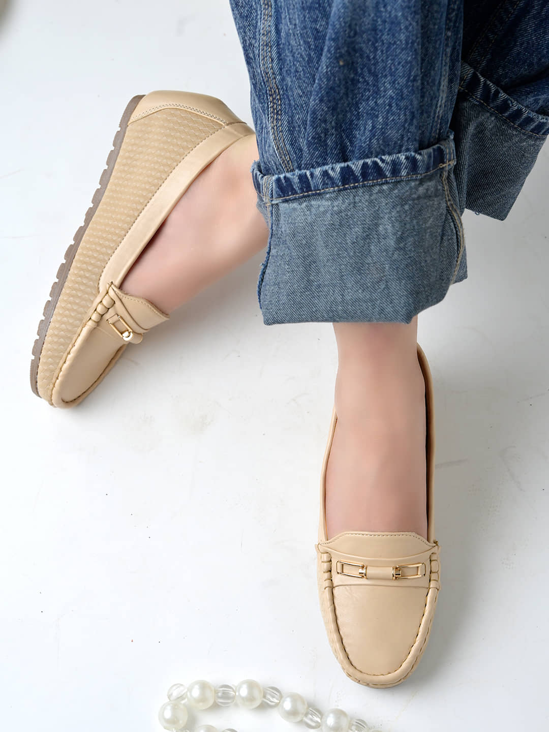 Stylestry Cream Women's Loafers - Casual Shoes | Buy online on ZillyBuy