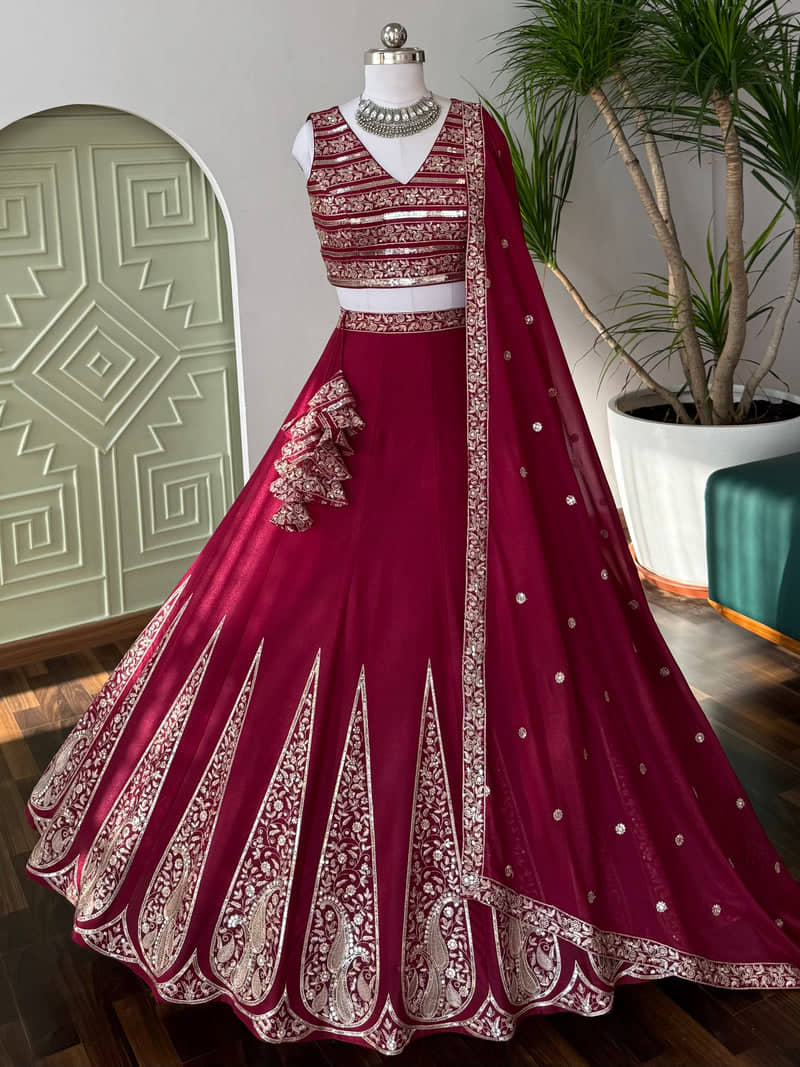 A TO Z CART Women's Chiffon Semi Stitched Flared Lehenga Choli