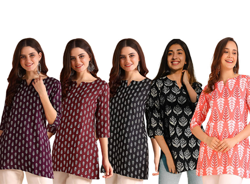 AK FASHION MALL Women Cotton Blend Printed A-line Kurti ( Multicolor 5 ) - Kurtis, Tunics | Buy online on ZillyBuy