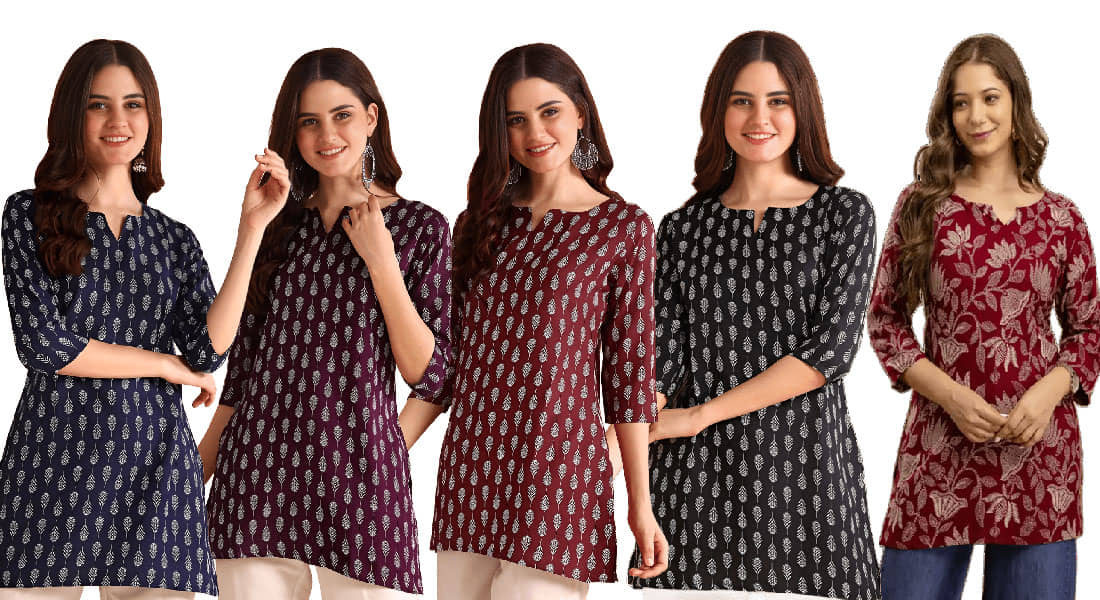 AK FASHION MALL Women Cotton Blend Printed A-line Kurti ( Multicolor 5 ) - Kurtis, Tunics | Buy online on ZillyBuy