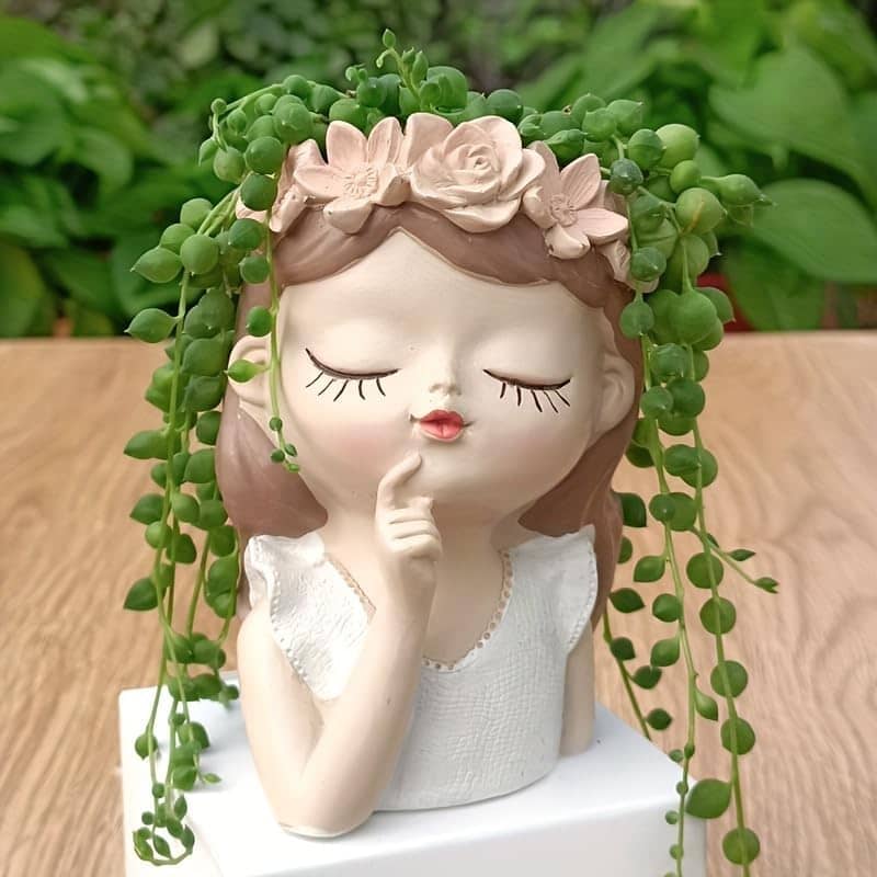 Cute Beautiful Combo Flower Girls Succulent Planter Pots Container | Garden Decor Set for Home Office Desktop Gift Decoration (Chick Girl)