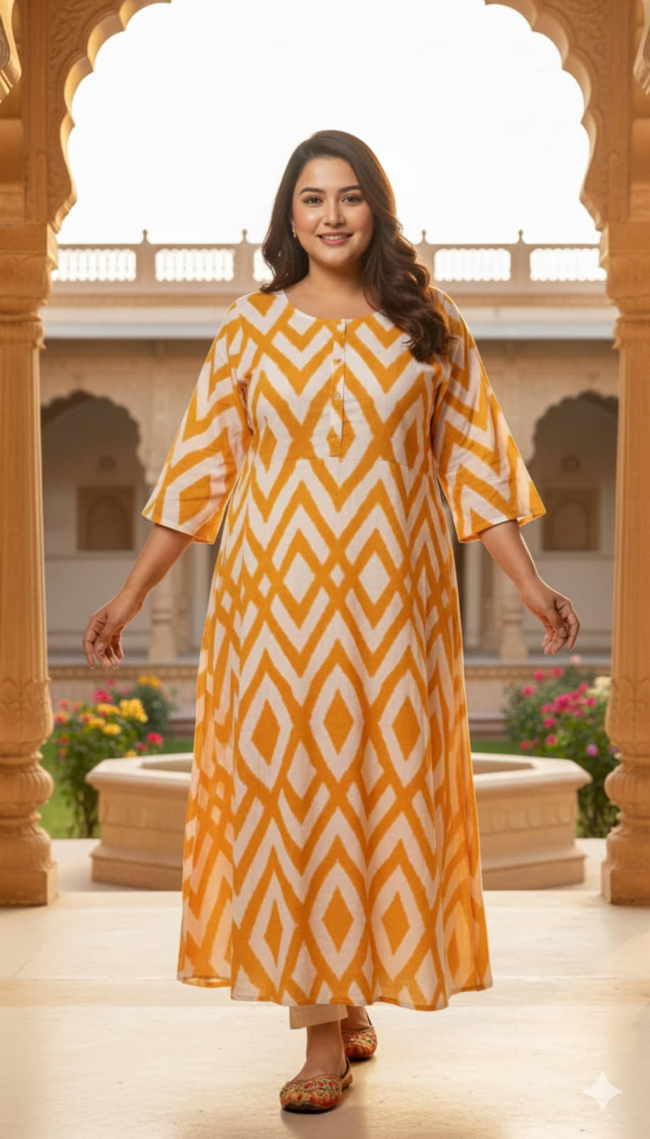 Flavia Creation Women Cotton Printed A-line Kurti ( Yellow ) - Kurtis, Tunics | Buy online on ZillyBuy