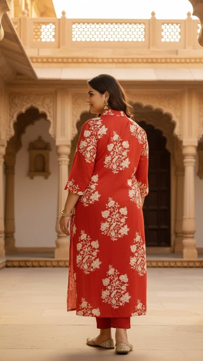 Flavia Creation Women Cotton Printed A-line Kurti ( Orange ) - Kurtis, Tunics | Buy online on ZillyBuy