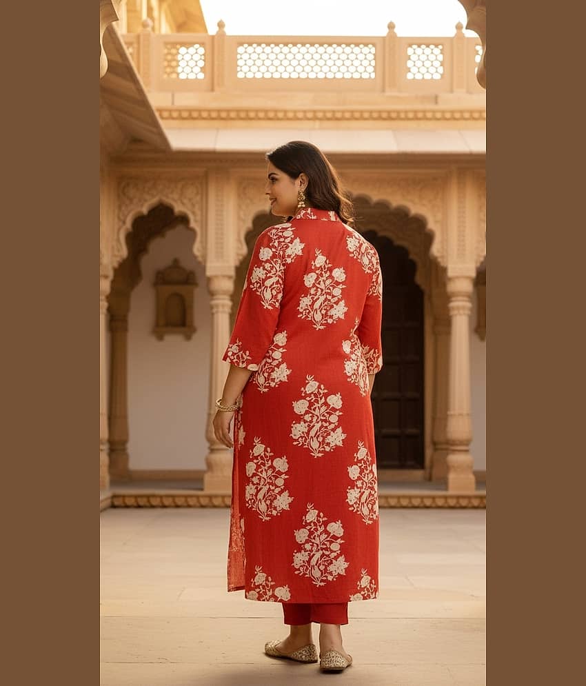 Flavia Creation Women Cotton Printed A-line Kurti ( Orange ) - Kurtis, Tunics | Buy online on ZillyBuy