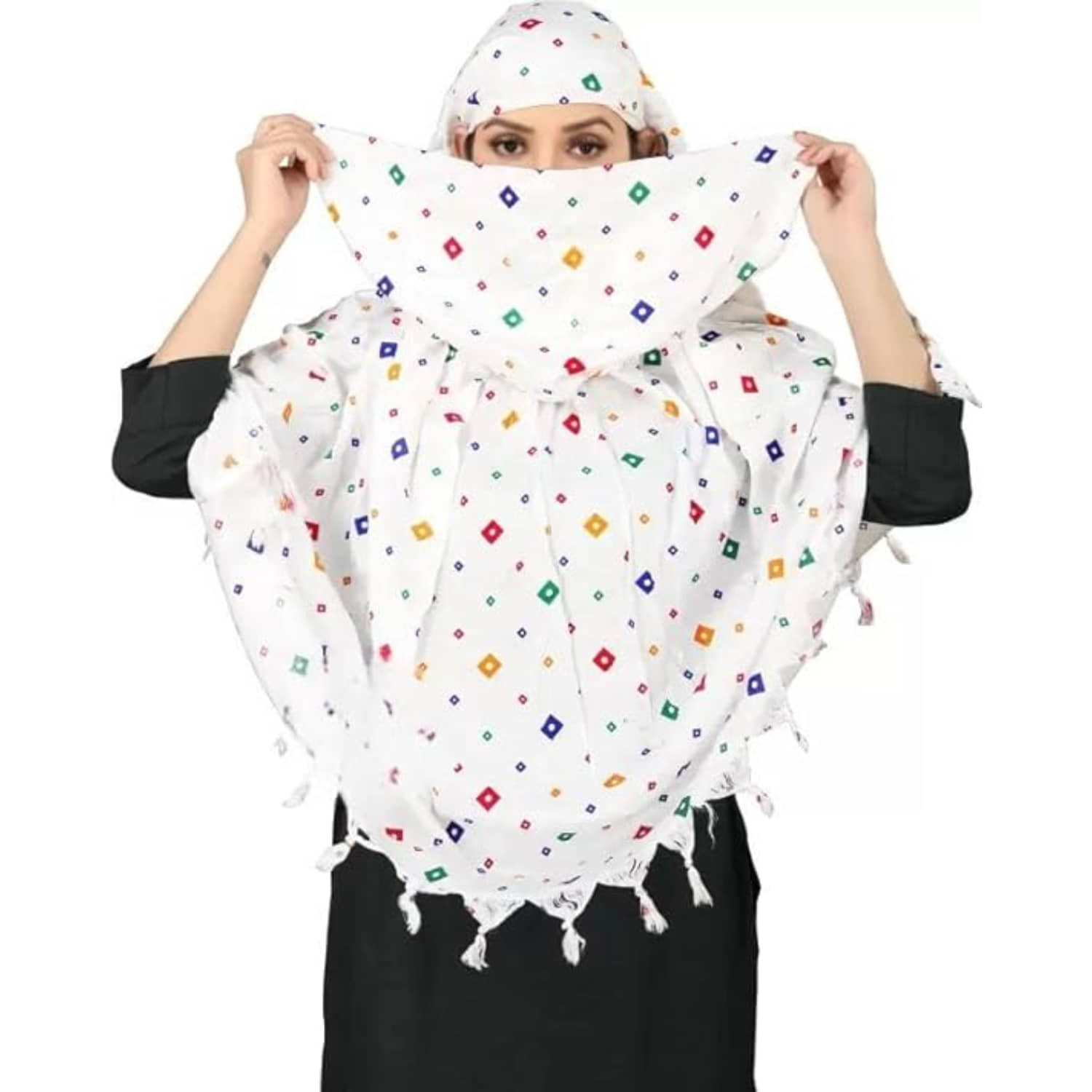 Flyhomes White Cotton Women's Scarf ( Pack of 1 ) - Dupattas & Shawls | Buy online on ZillyBuy