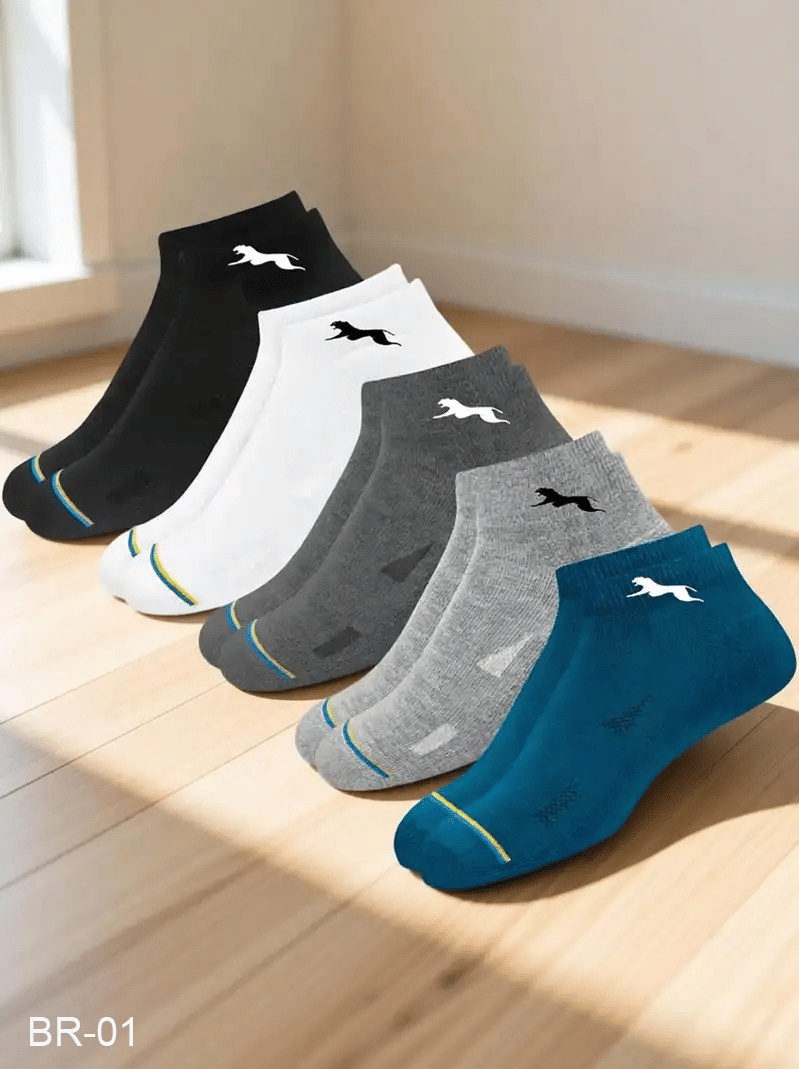 PLIMA Pack of 5 Men's Cotton Ankle Length Socks ( Black ) - Socks | Buy online on ZillyBuy