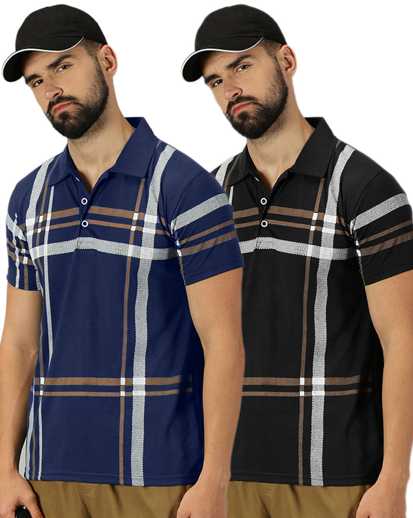 AUSK Men Cotton Blend Regular Fit Striped Polo T Shirt ( Black )