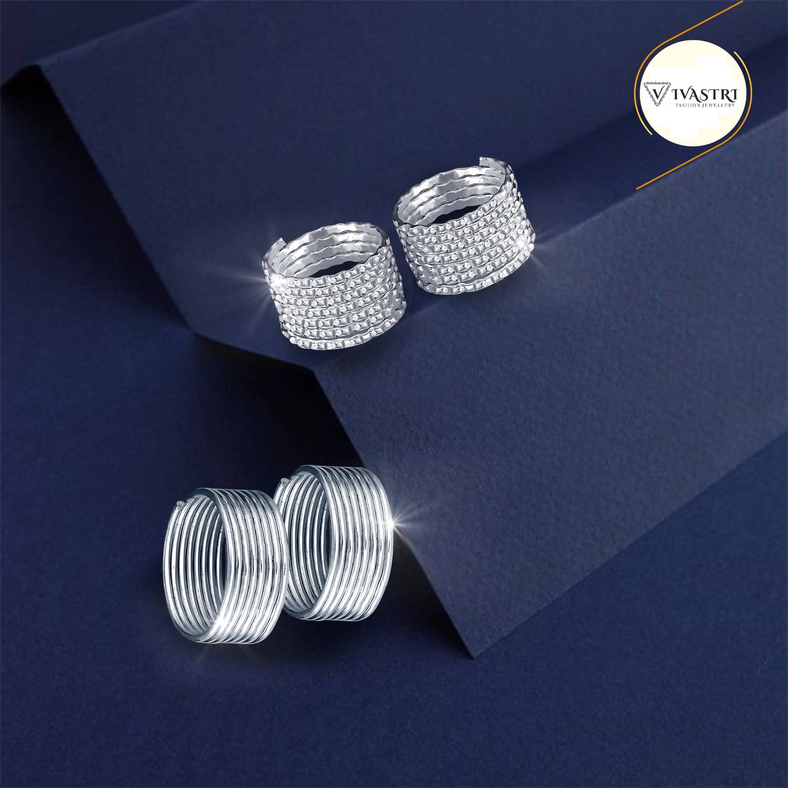 VIVASTRI Silver Toe Rings ( Pack of 4 )