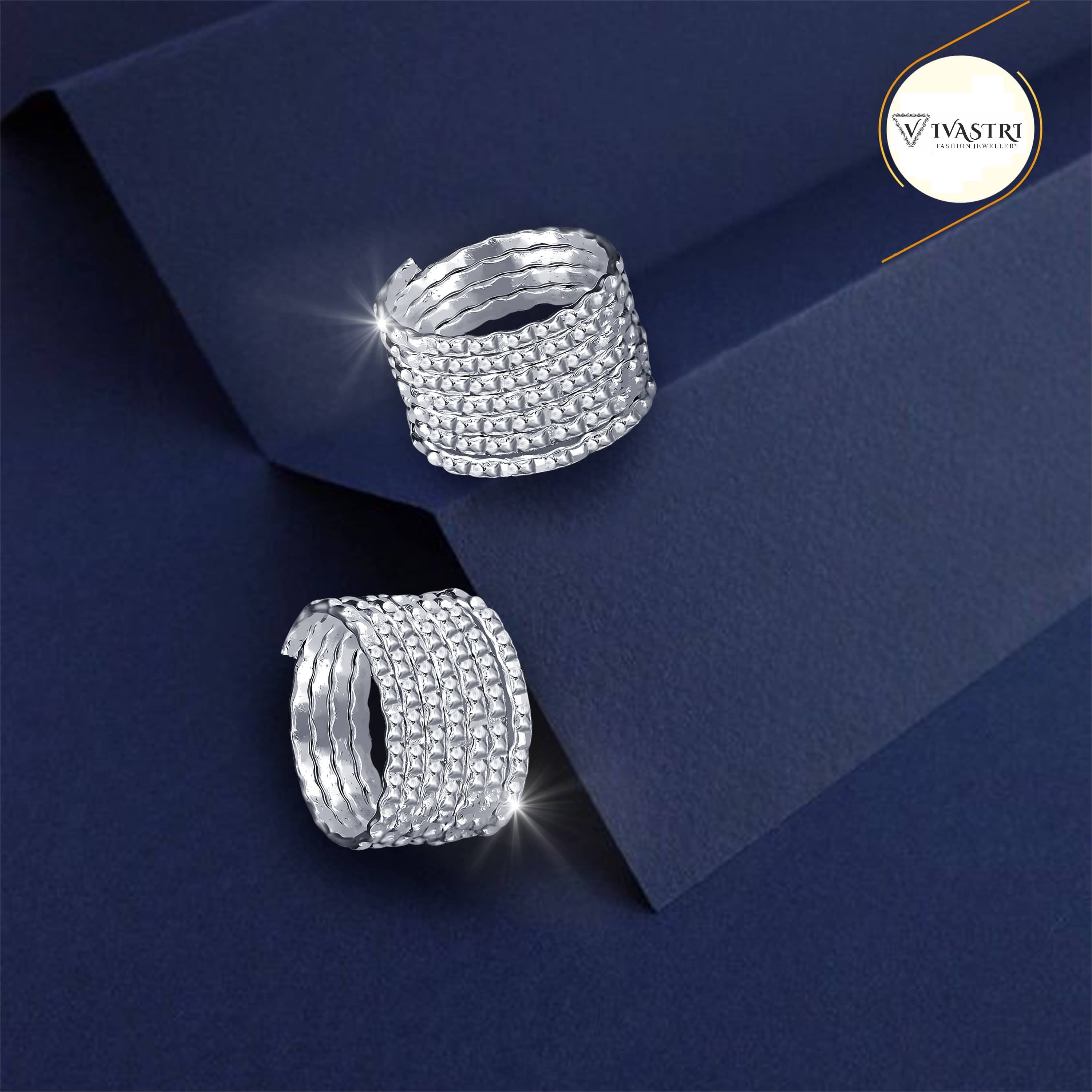 VIVASTRI Silver Toe Rings ( Pack of 2 )