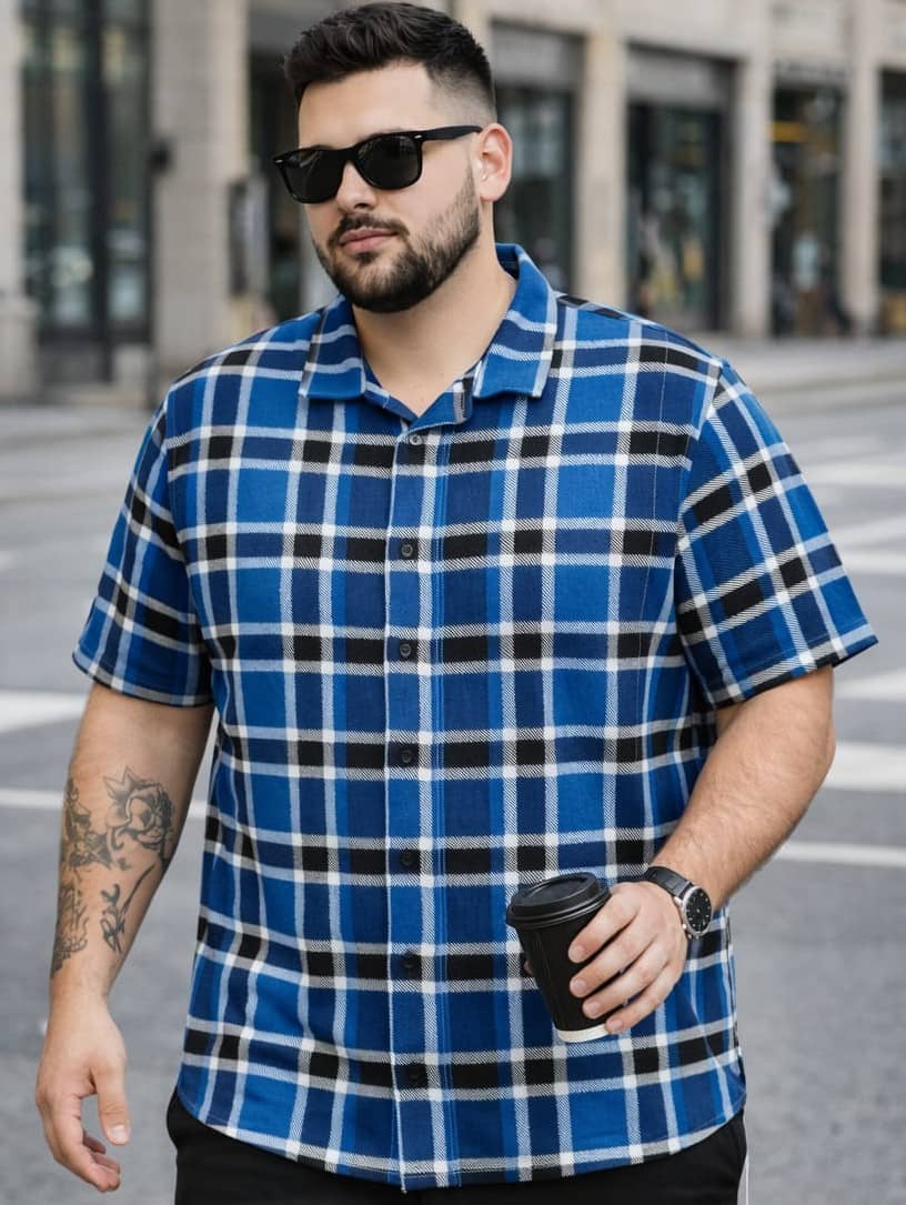 AUSTIVO Cotton Blend Regular Fit Checks Half Sleeves Cuban Collar Men's Casual Shirt - Multi ( Pack of 1 )