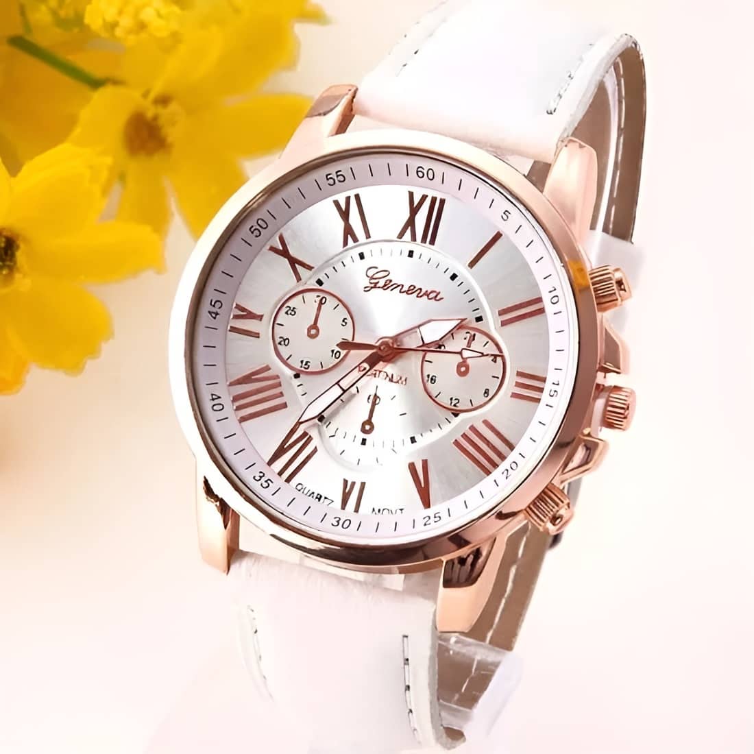 Cosmic White Leather Analog Men's Watch