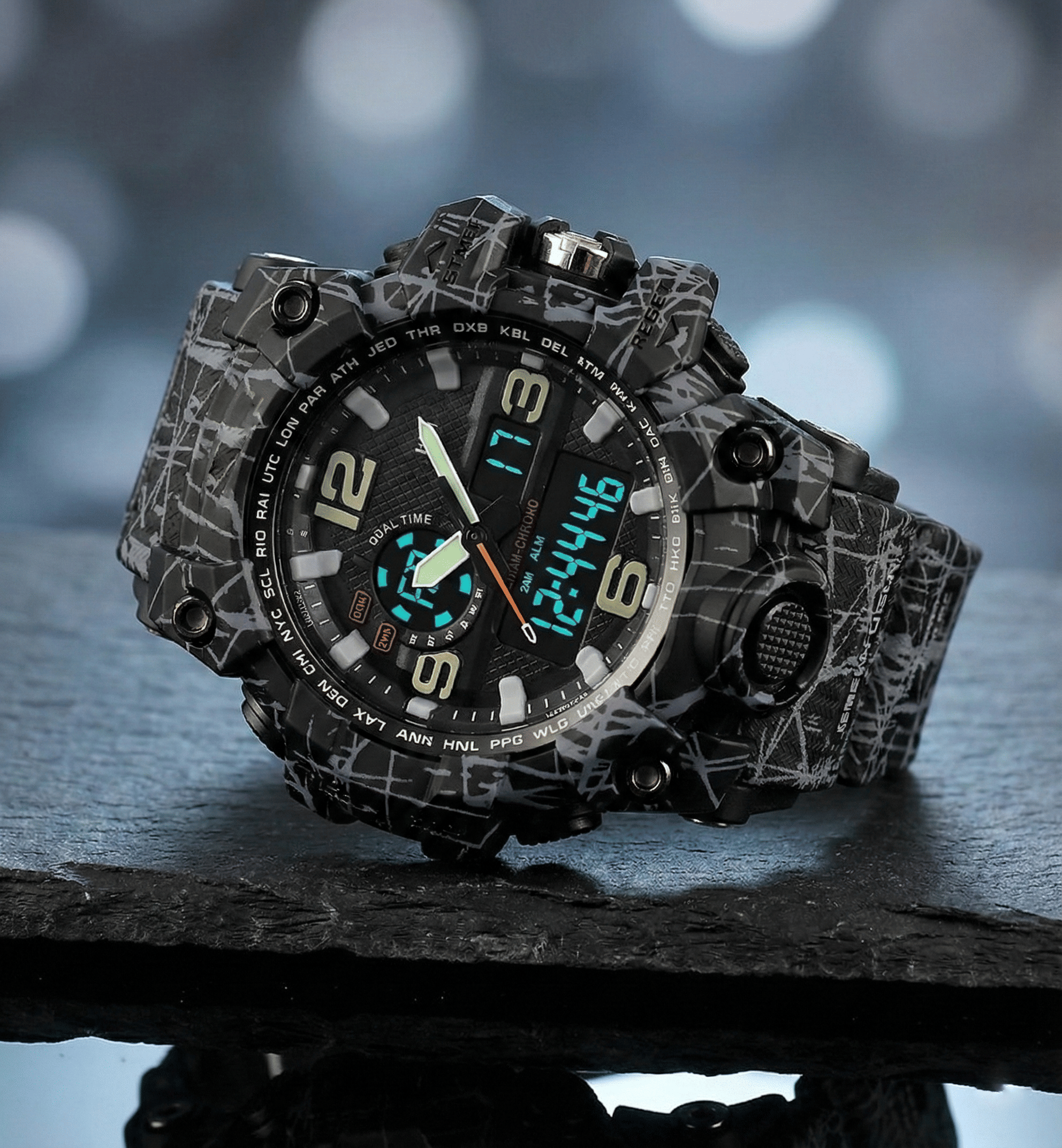 Harbor Black PU Analog-Digital Men's Watch