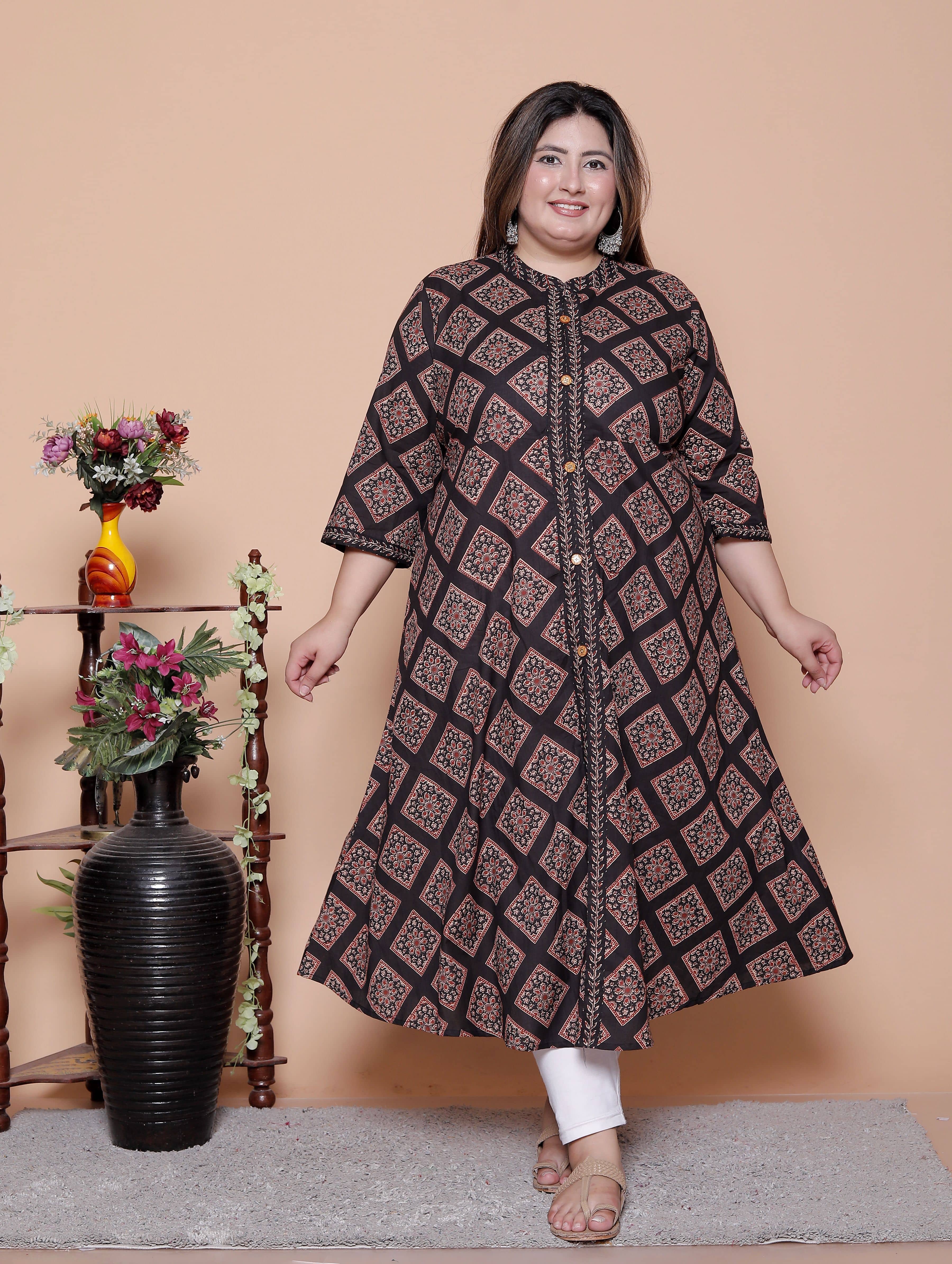 Avnii Women Cotton Printed A-line Kurti ( Blue ) - Kurtis, Tunics | Buy online on ZillyBuy