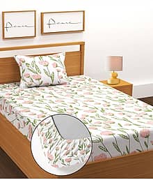 BLUEDOT Cotton Floral Printed Fitted ( Single Bedsheet ) - Multi