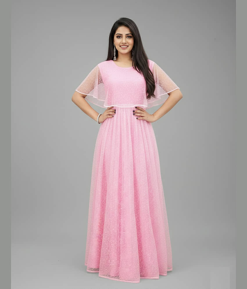 JULEE Women's Net Stitched Flared Ethnic Gown - Unstitched Fabrics | Buy online on ZillyBuy