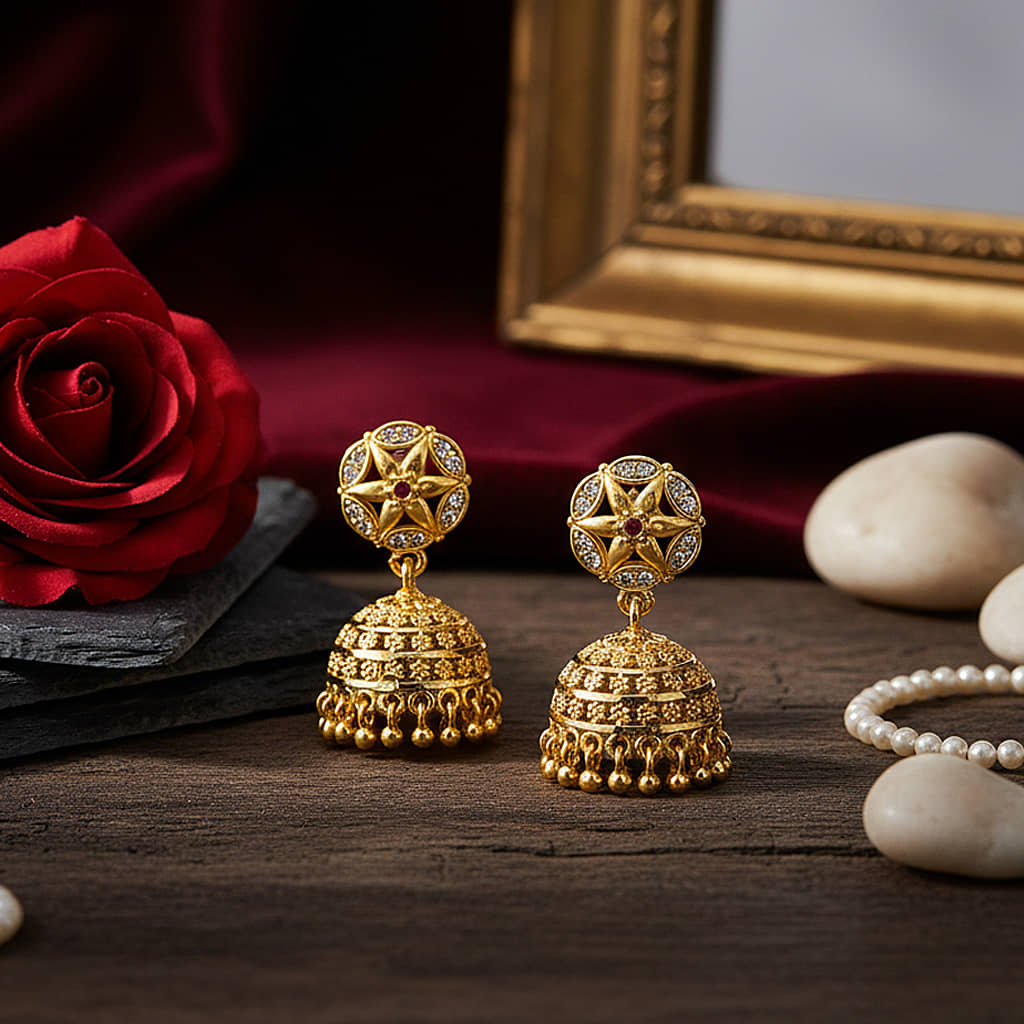 LUV FASHION Gold Jhumki Earrings ( Pack of 1 ) - Earrings | Buy online on ZillyBuy