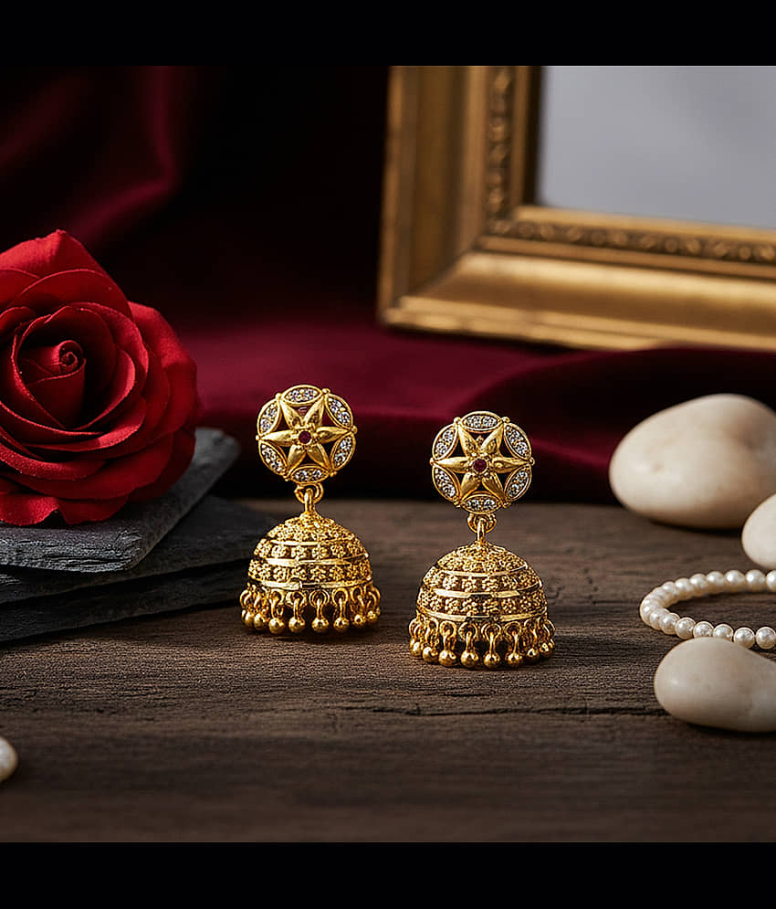 LUV FASHION Gold Jhumki Earrings ( Pack of 1 ) - Earrings | Buy online on ZillyBuy